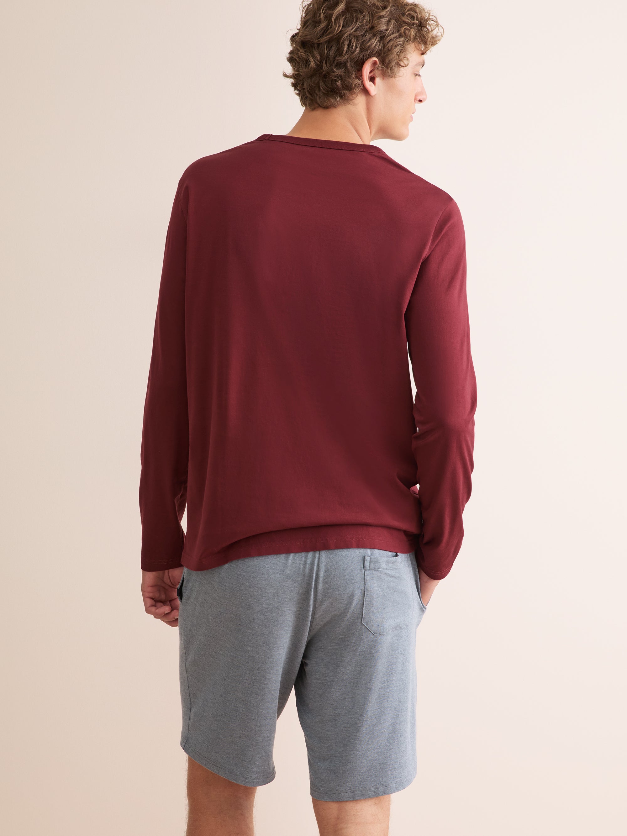 Men's Long Sleeve T-Shirt Barny Pima Cotton Burgundy