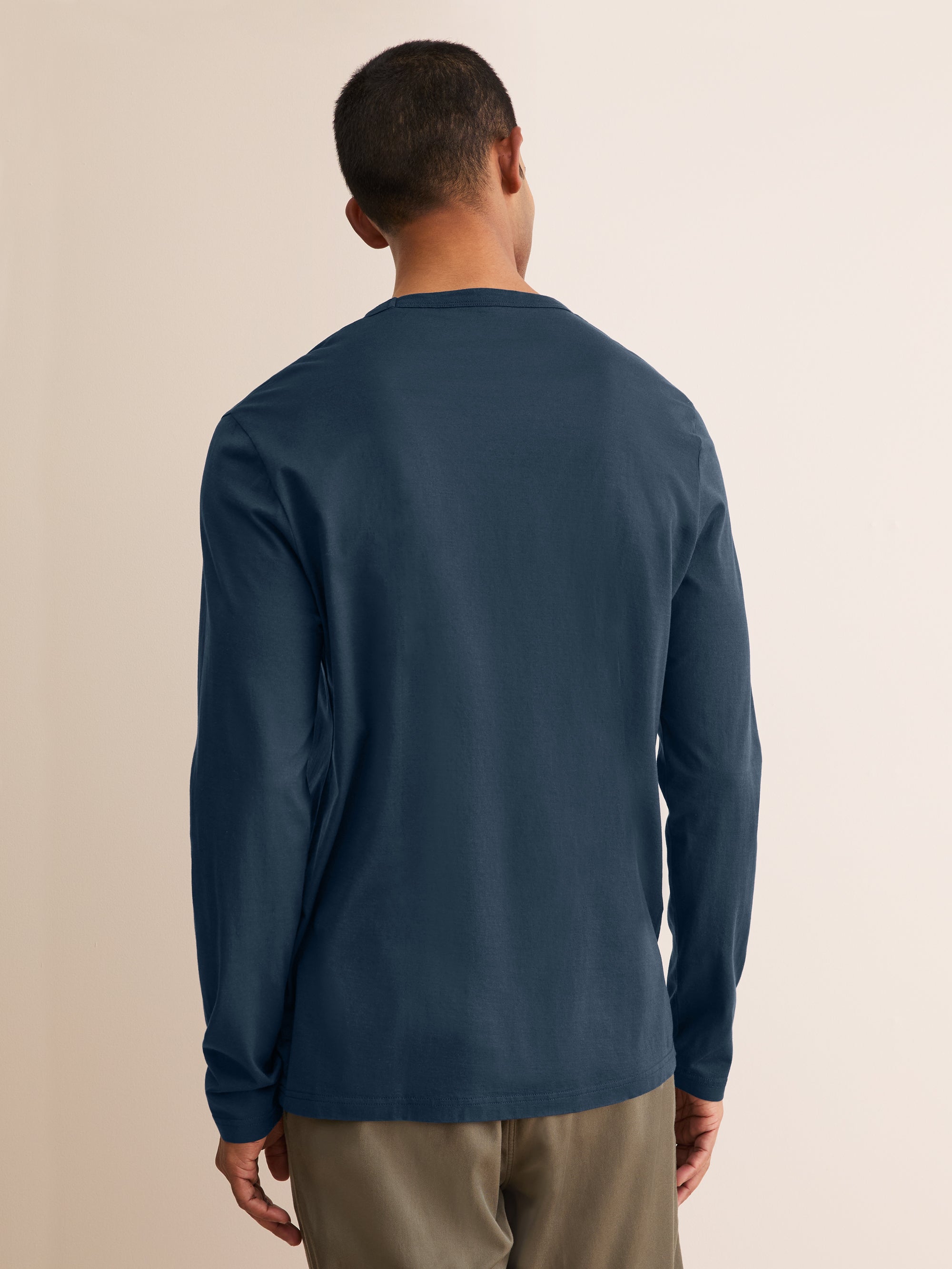 Men's Long Sleeve T-Shirt Barny Pima Cotton Navy