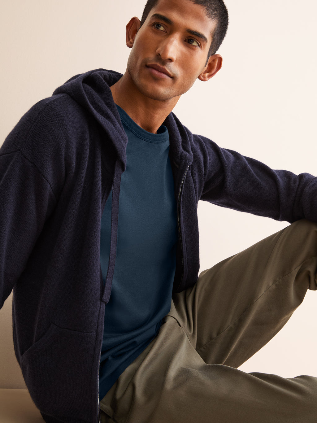Barny Cotton Long Sleeve T Shirt Navy Blue
