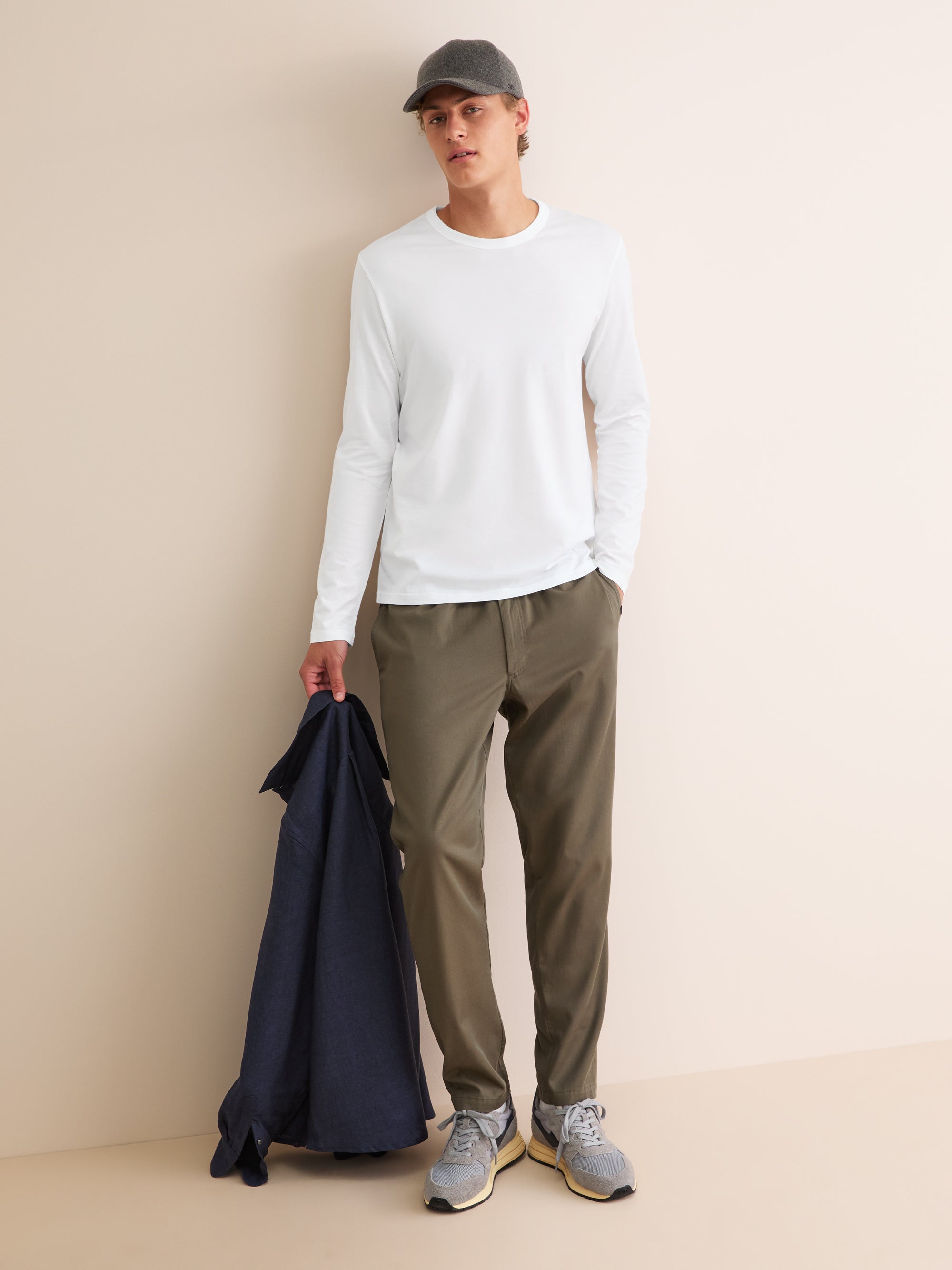 Men's Long Sleeve T-Shirt Barny Pima Cotton White