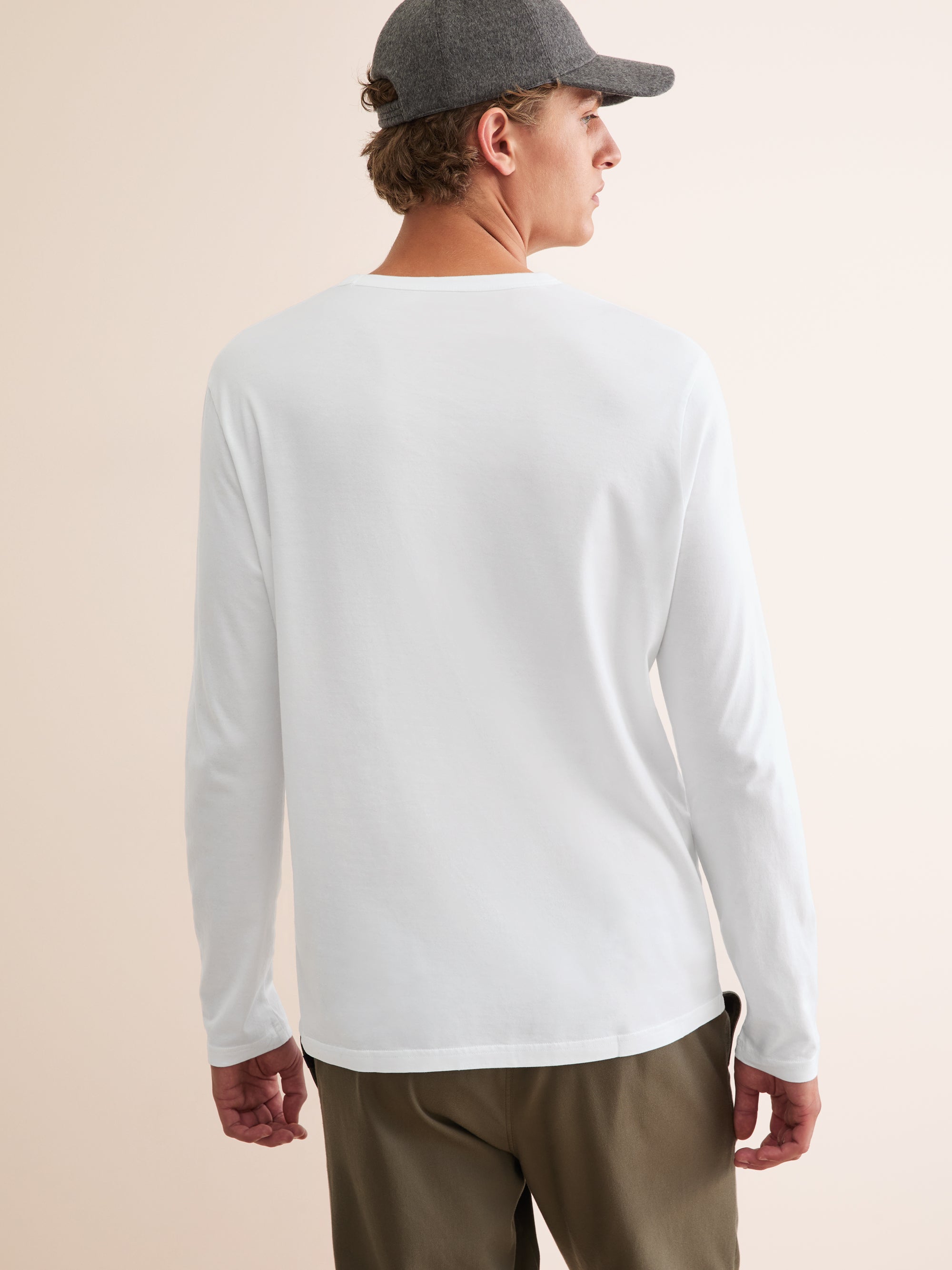 Men's Long Sleeve T-Shirt Barny Pima Cotton White