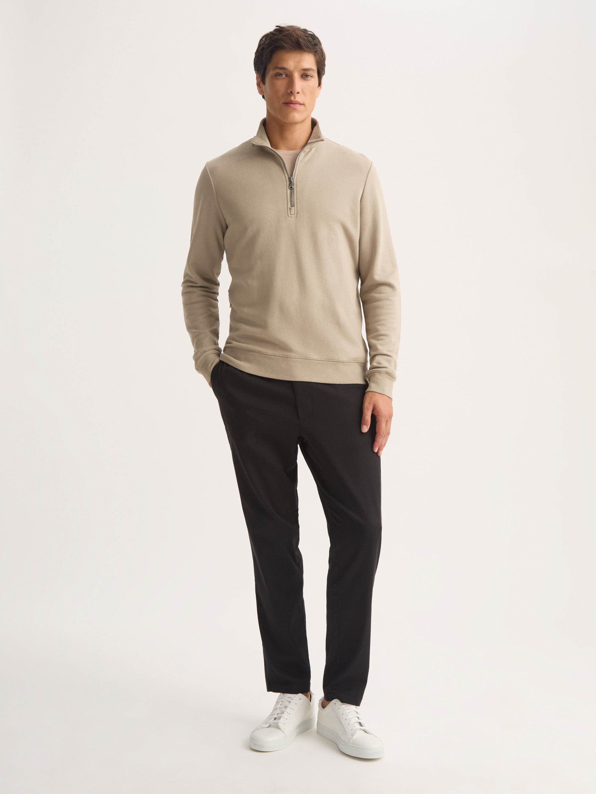Men's Half-Zip Pullover Quinn Cotton Modal Taupe