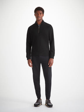 Men's Half-Zip Pullover Quinn Cotton Modal Black