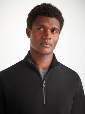 Men's Half-Zip Pullover Quinn Cotton Modal Black