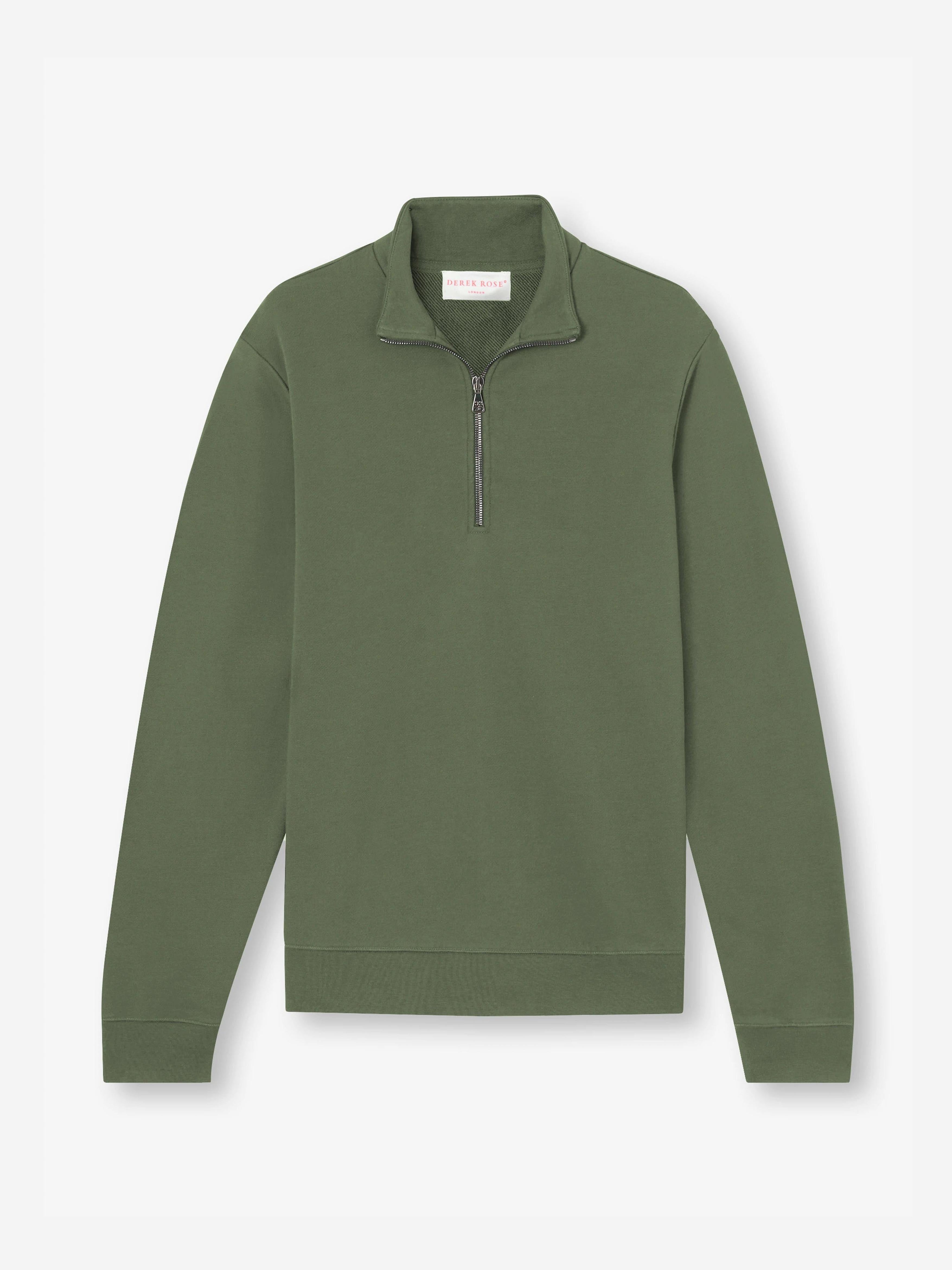 Men's Half-Zip Pullover Quinn Cotton Modal Soft Green