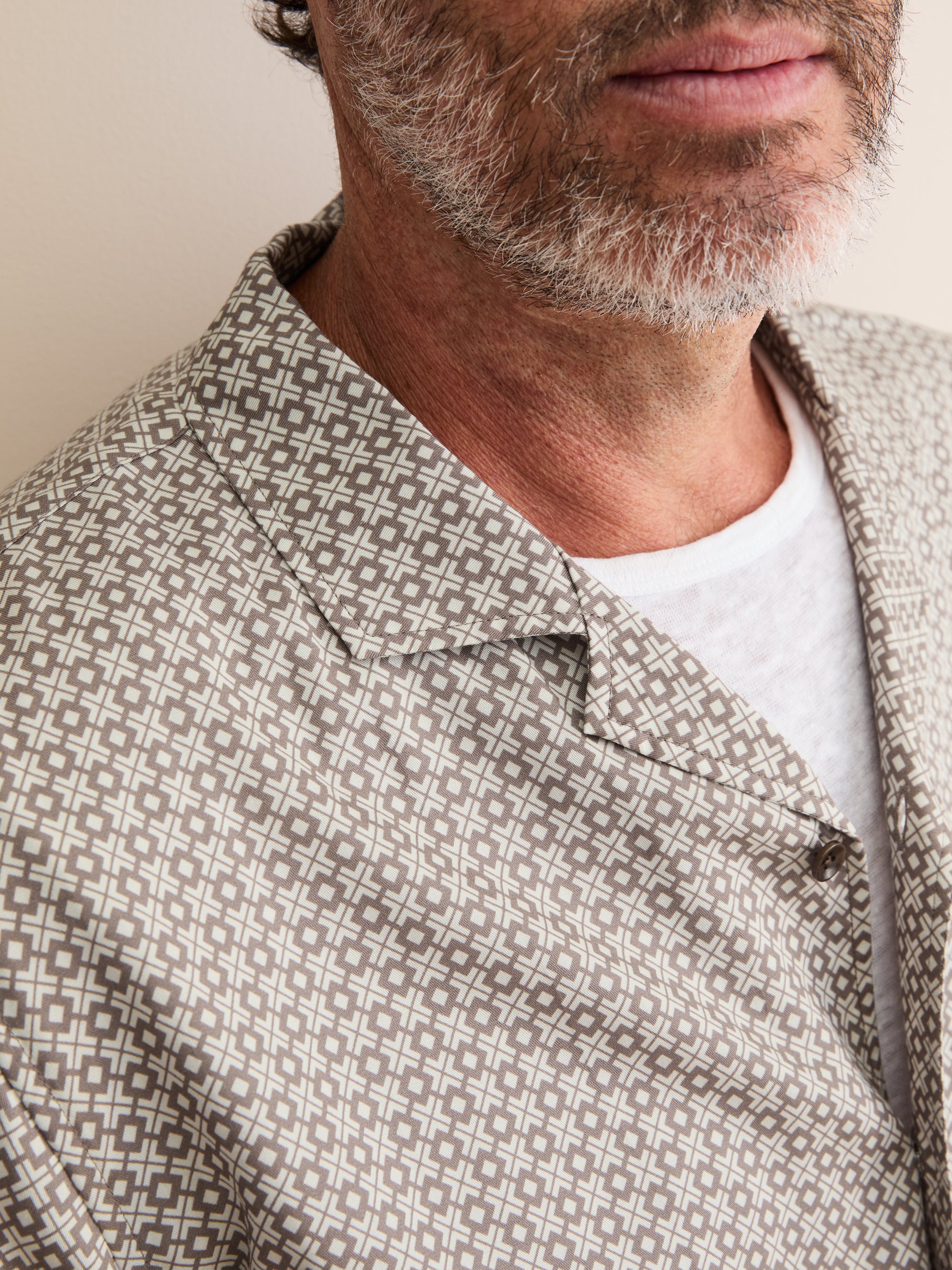 Men's Short Sleeve Shirt London Geo Cross Taupe