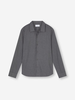 Men's Flannel Overshirt Balmoral Brushed Cotton Charcoal Gray Herringbone