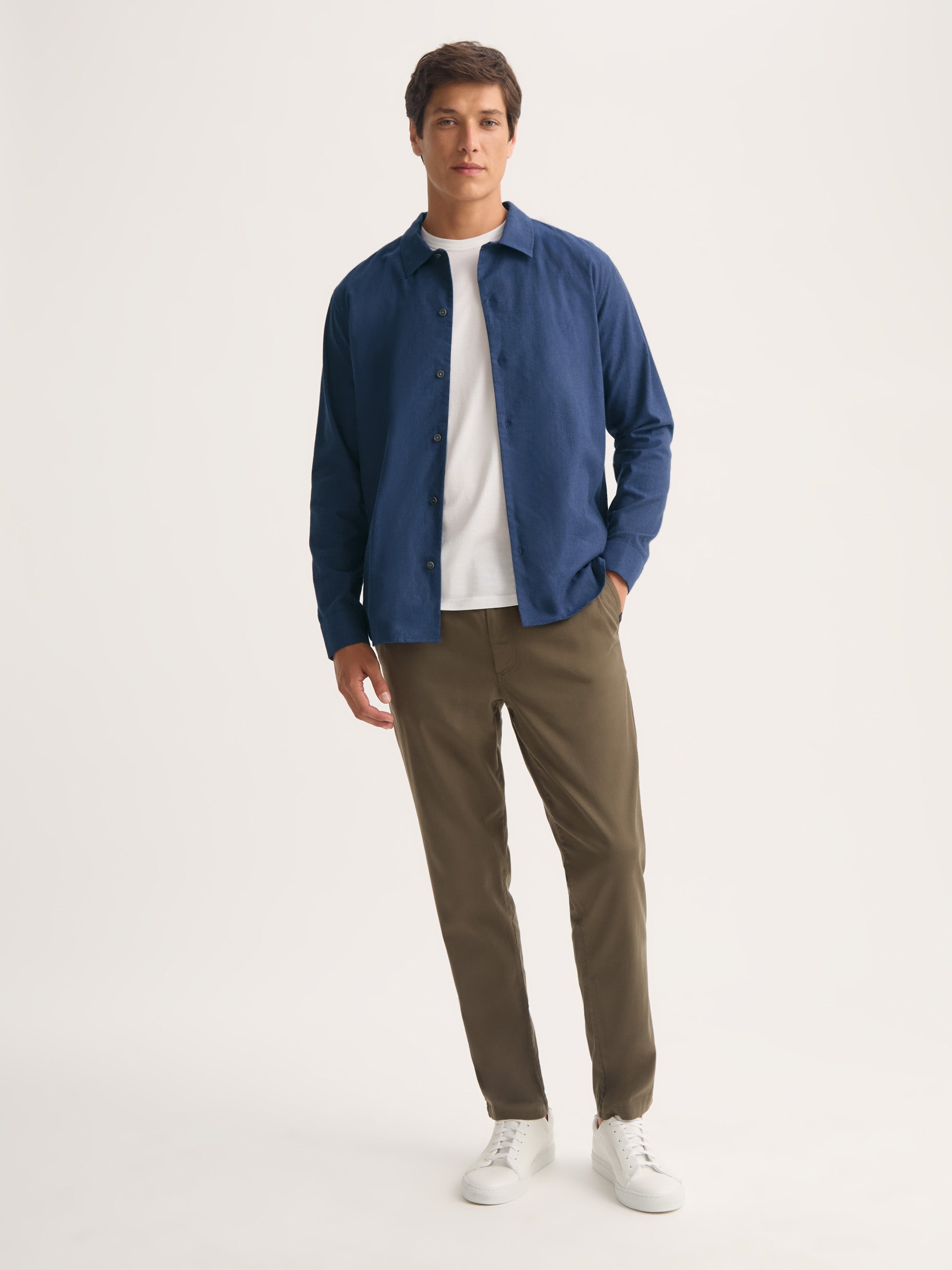 Men's Flannel Overshirt Balmoral Brushed Cotton Navy Blue