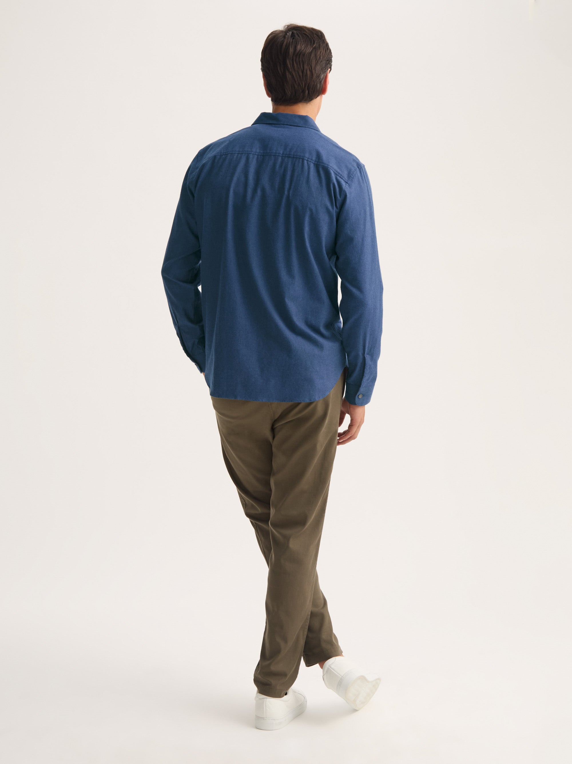 Men's Flannel Overshirt Balmoral Brushed Cotton Navy Blue