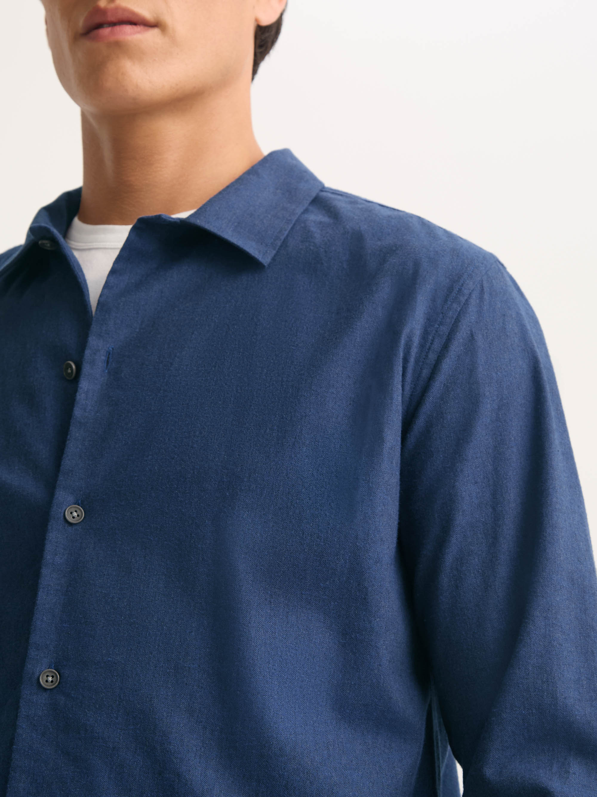 Men's Flannel Overshirt Balmoral Brushed Cotton Navy Blue
