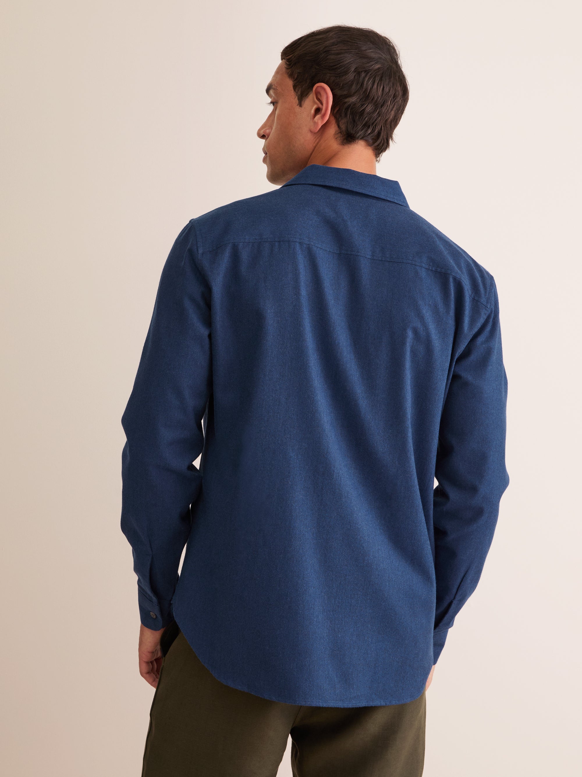 Men's Flannel Overshirt Balmoral Brushed Cotton Navy Blue