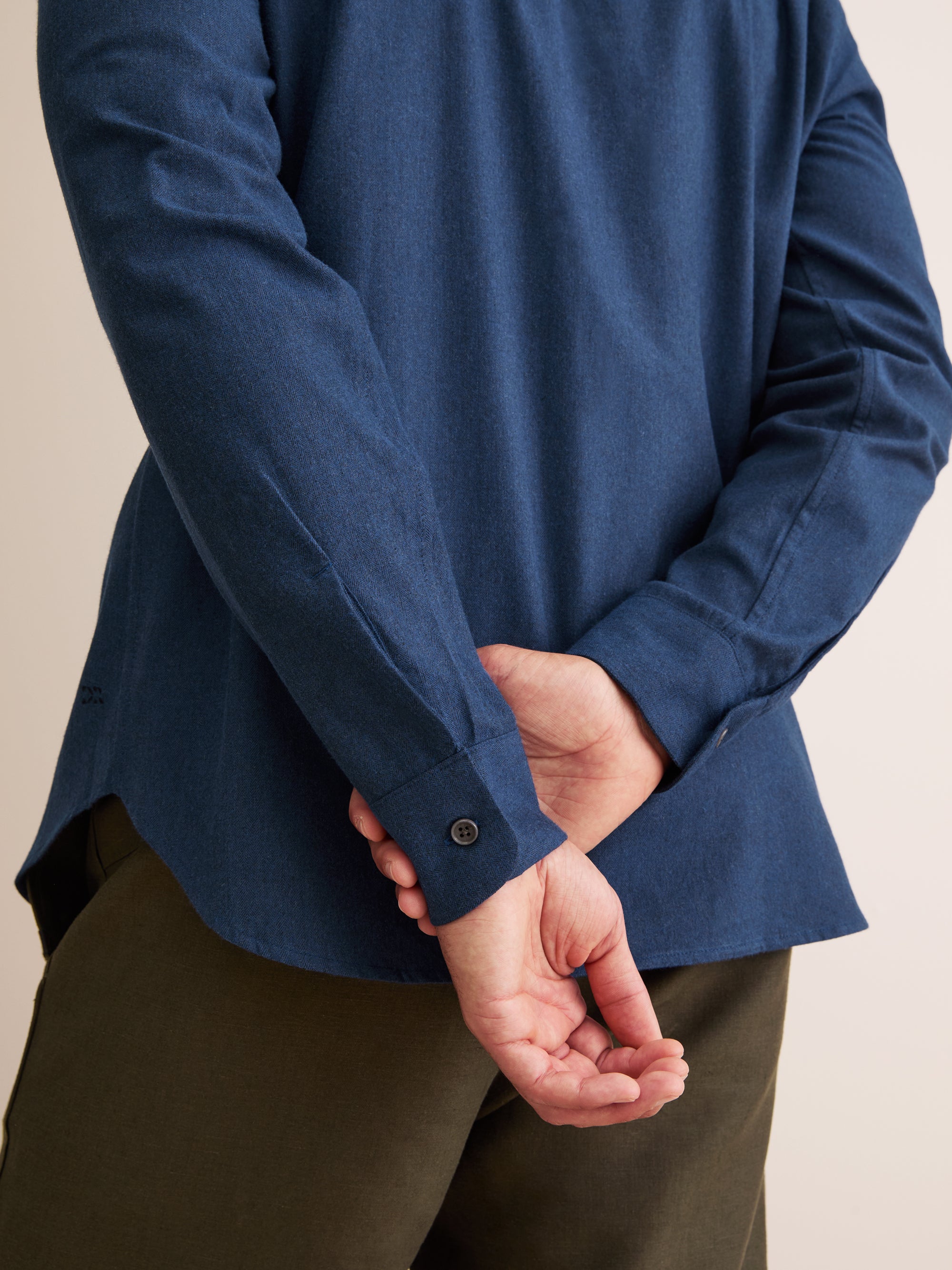 Men's Flannel Overshirt Balmoral Brushed Cotton Navy Blue