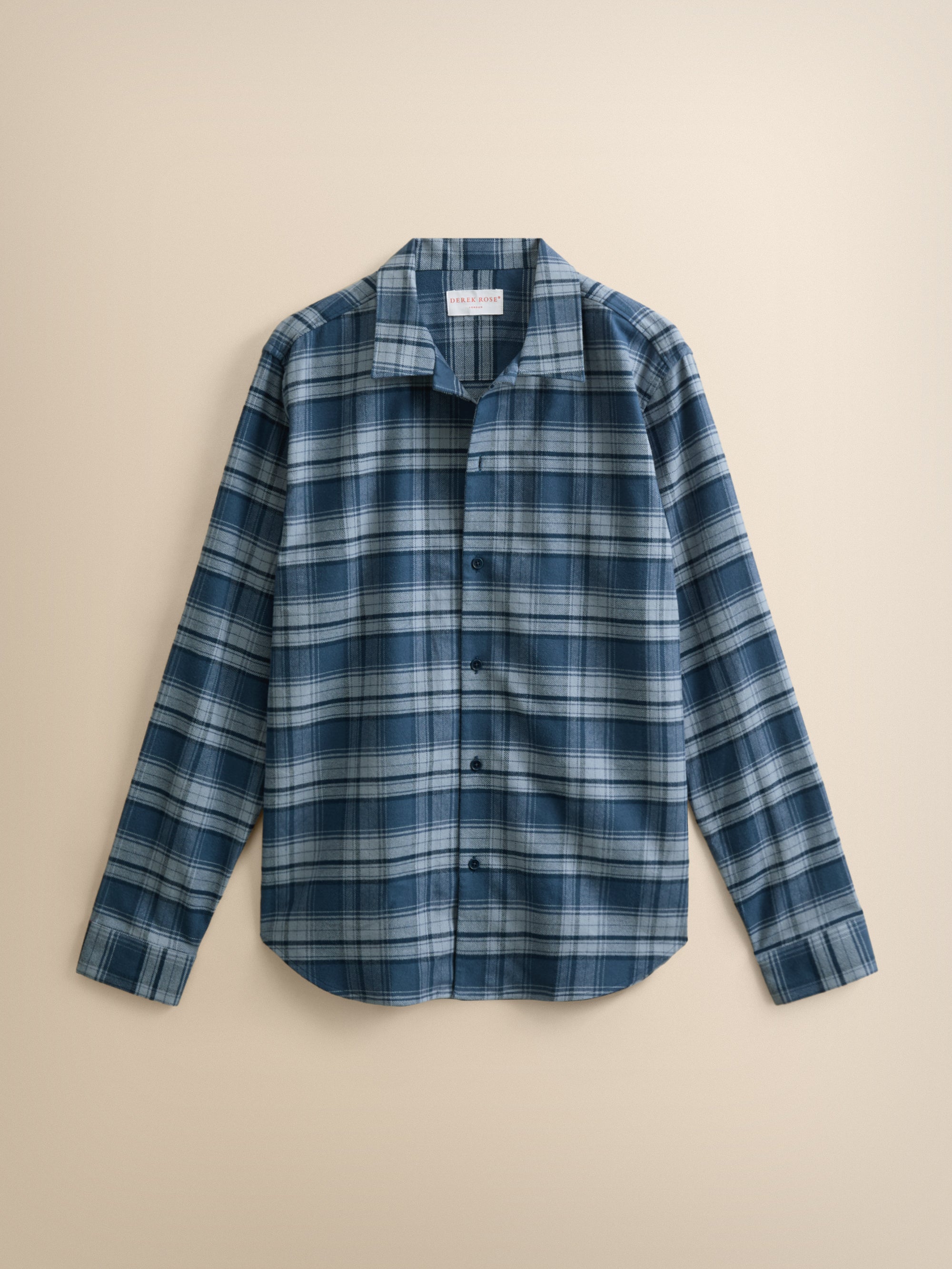 Kelburn Brushed Cotton Flannel Shirt Blue Check