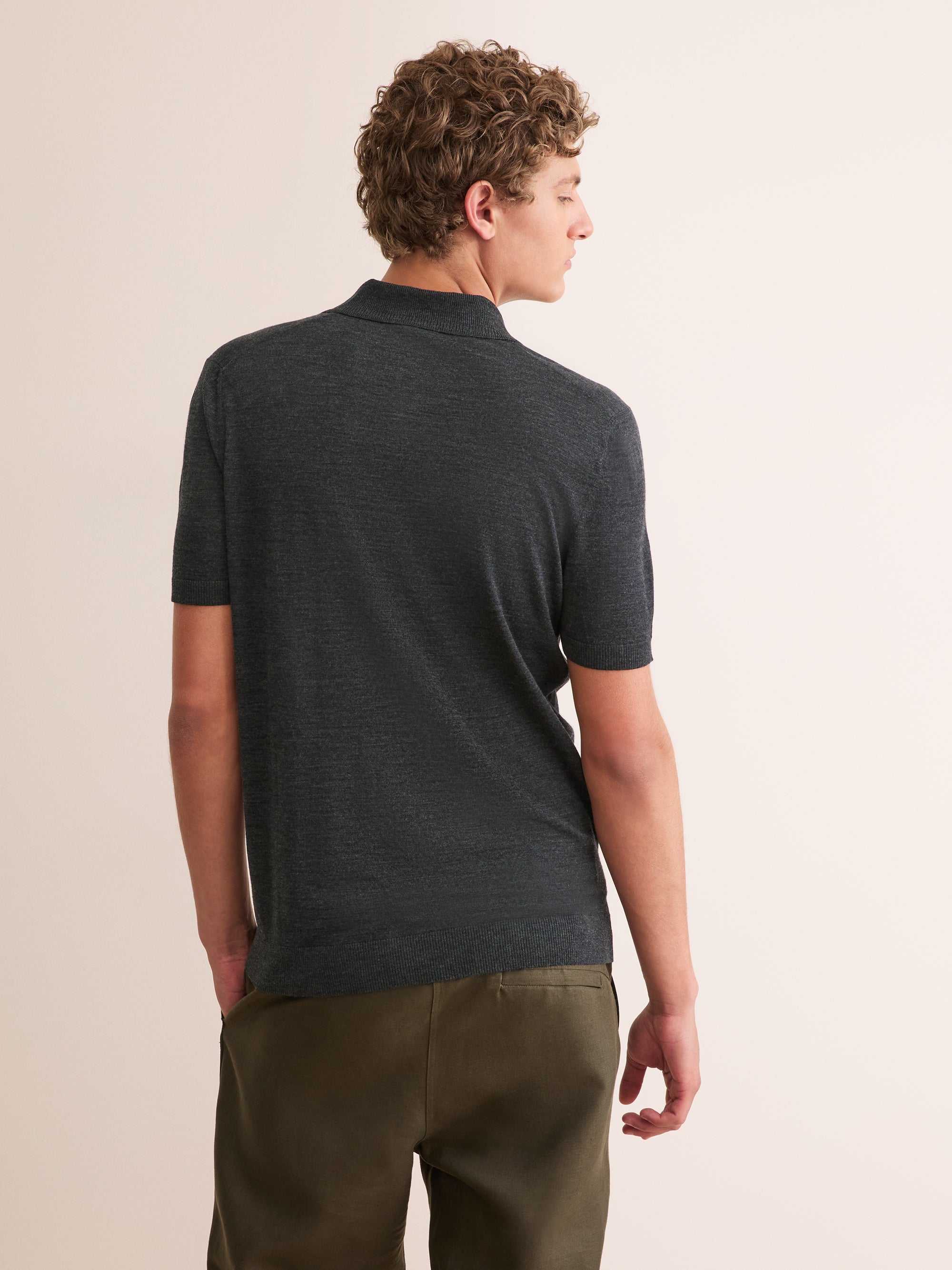 Men's Polo Shirt Orson Merino Wool Charcoal Grey