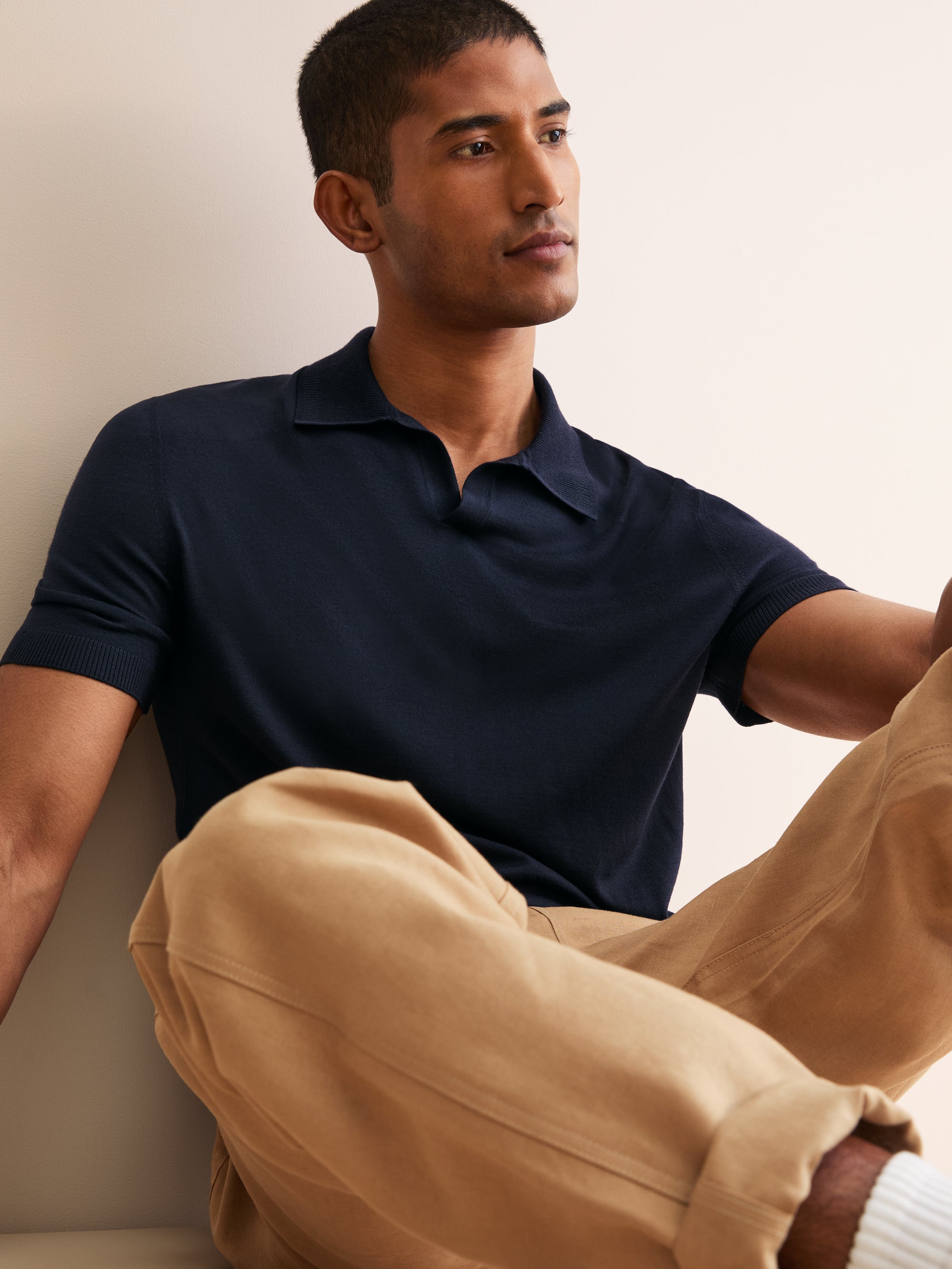 Men's Polo Shirt Orson Merino Wool Navy Blue