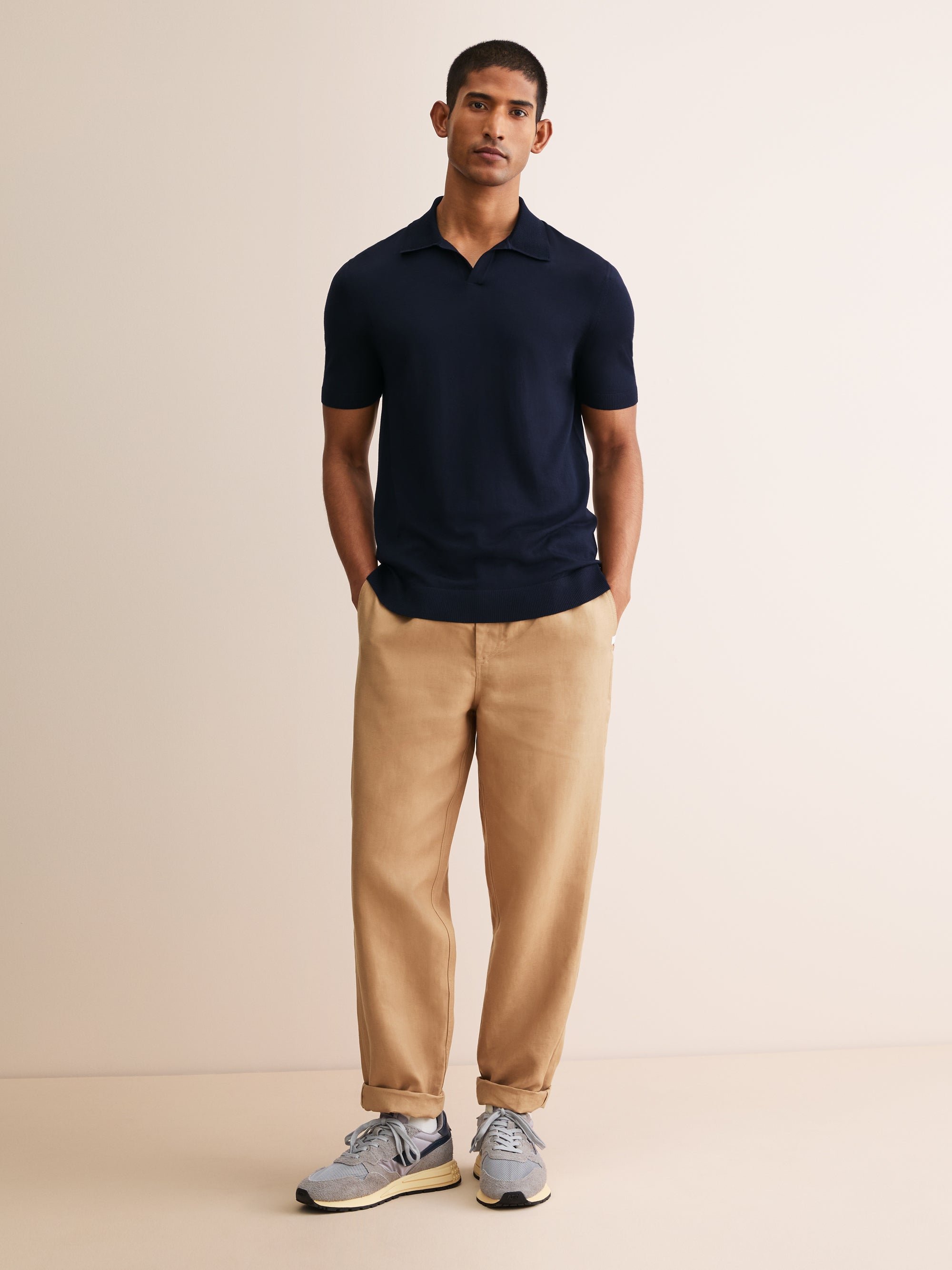 Men's Polo Shirt Orson Merino Wool Navy Blue