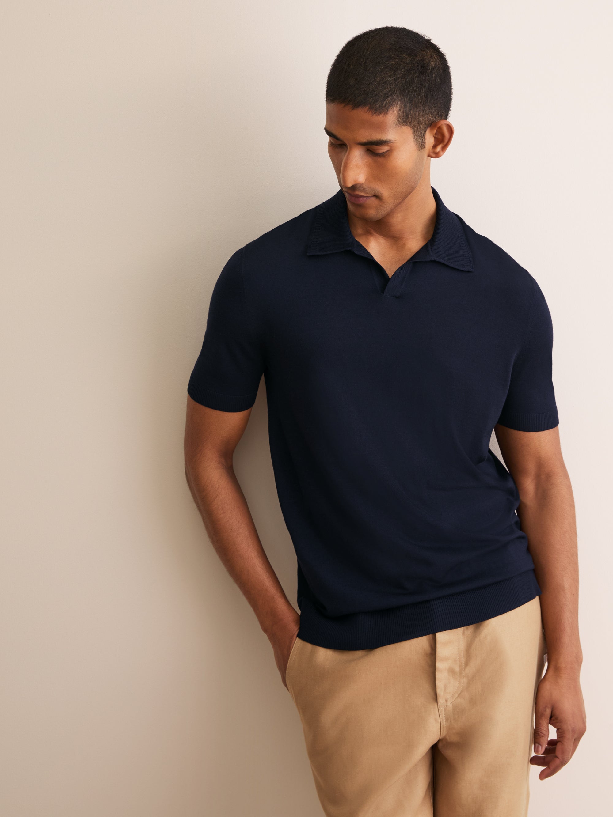 Men's Polo Shirt Orson Merino Wool Navy Blue