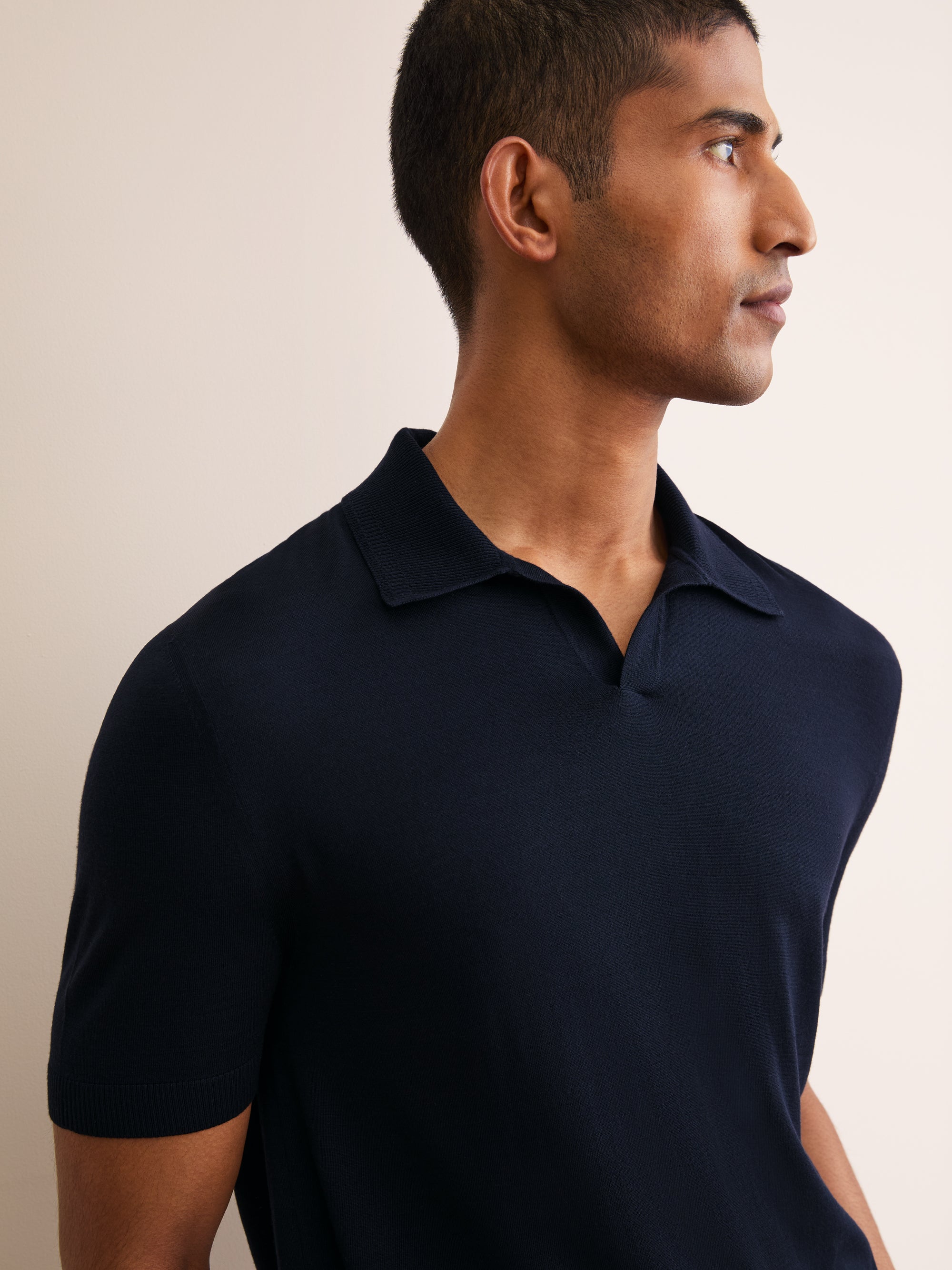 Men's Polo Shirt Orson Merino Wool Navy Blue