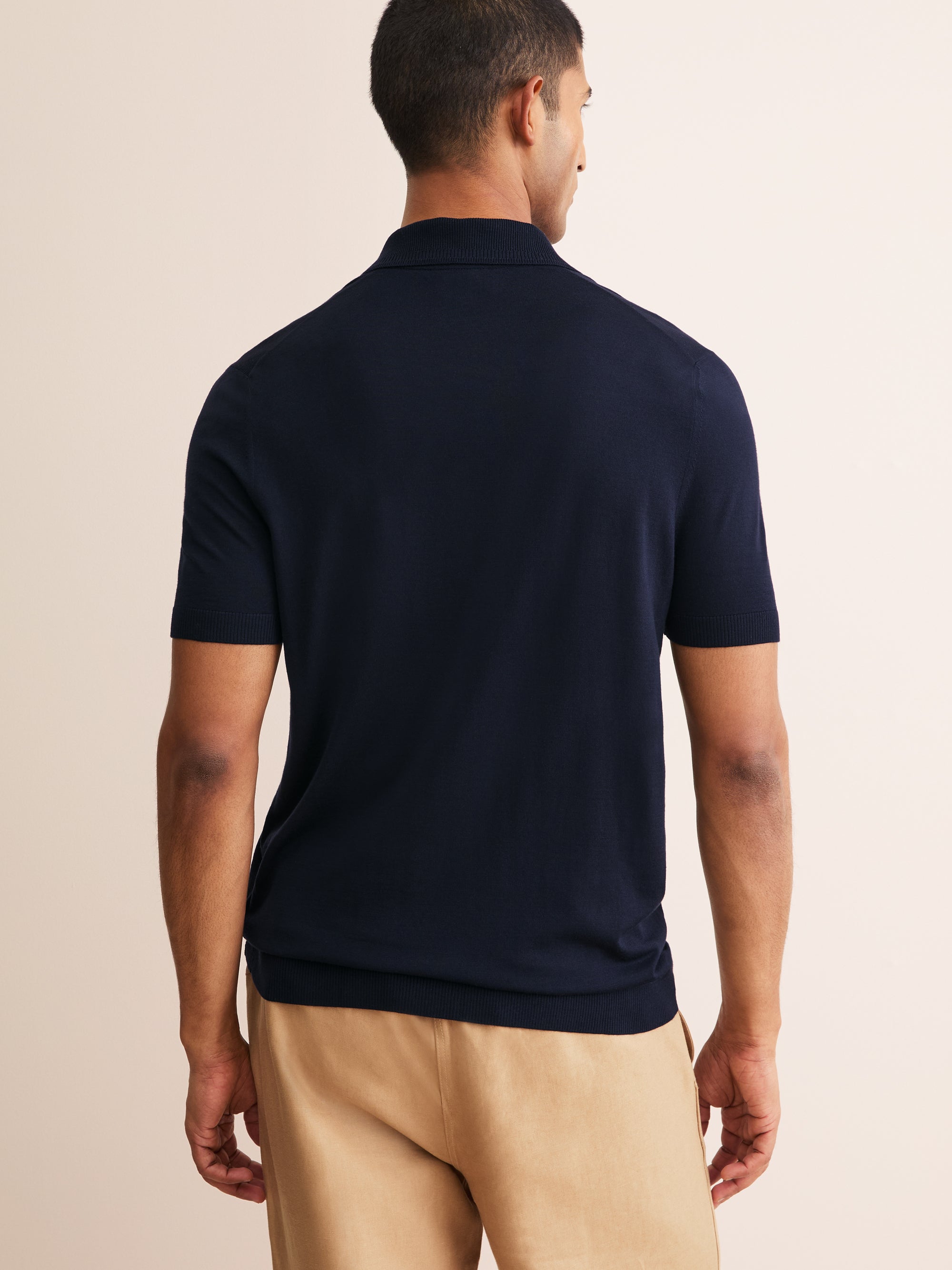 Men's Polo Shirt Orson Merino Wool Navy Blue