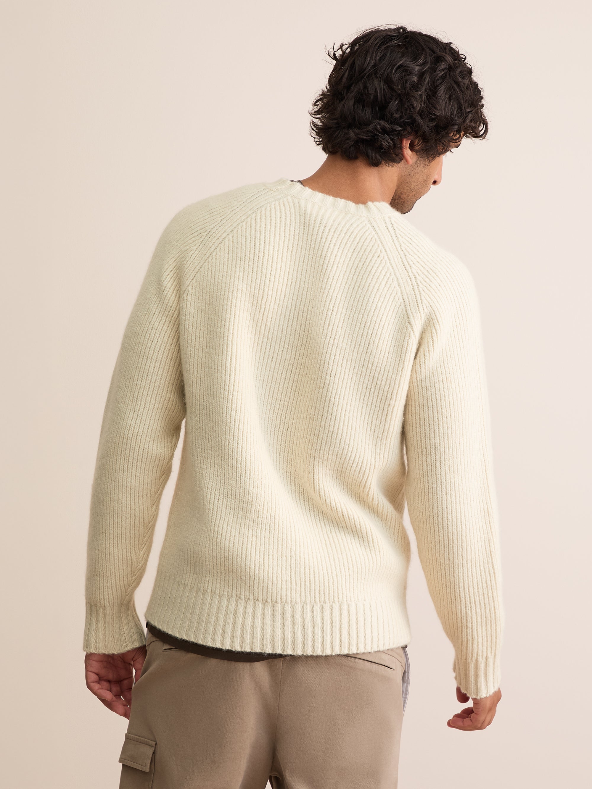 Freddie Wool Cashmere Ribbed Sweater Antique Ivory