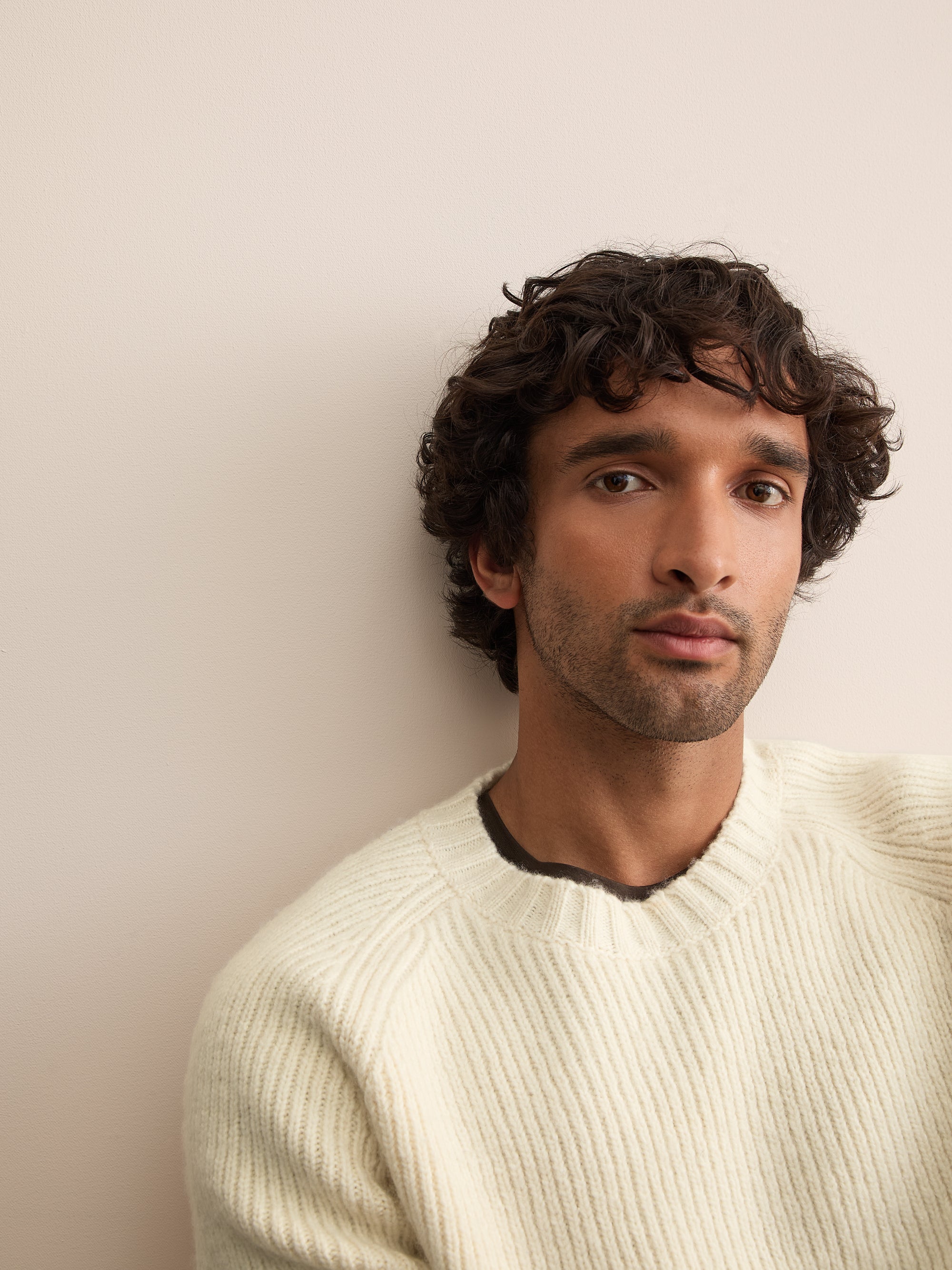 Freddie Wool Cashmere Ribbed Sweater Antique Ivory