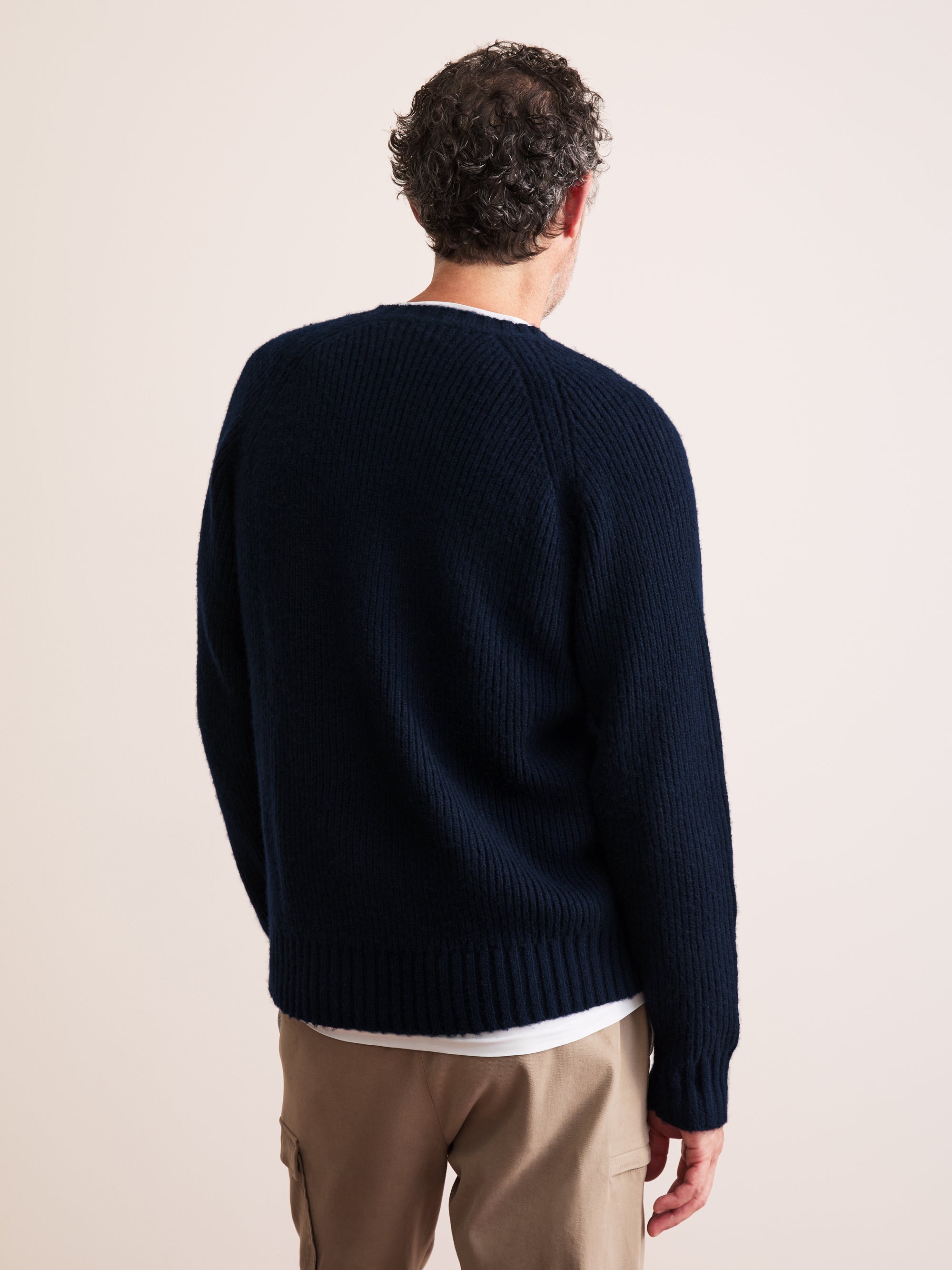 Freddie Wool Cashmere Ribbed Sweater Navy Blue