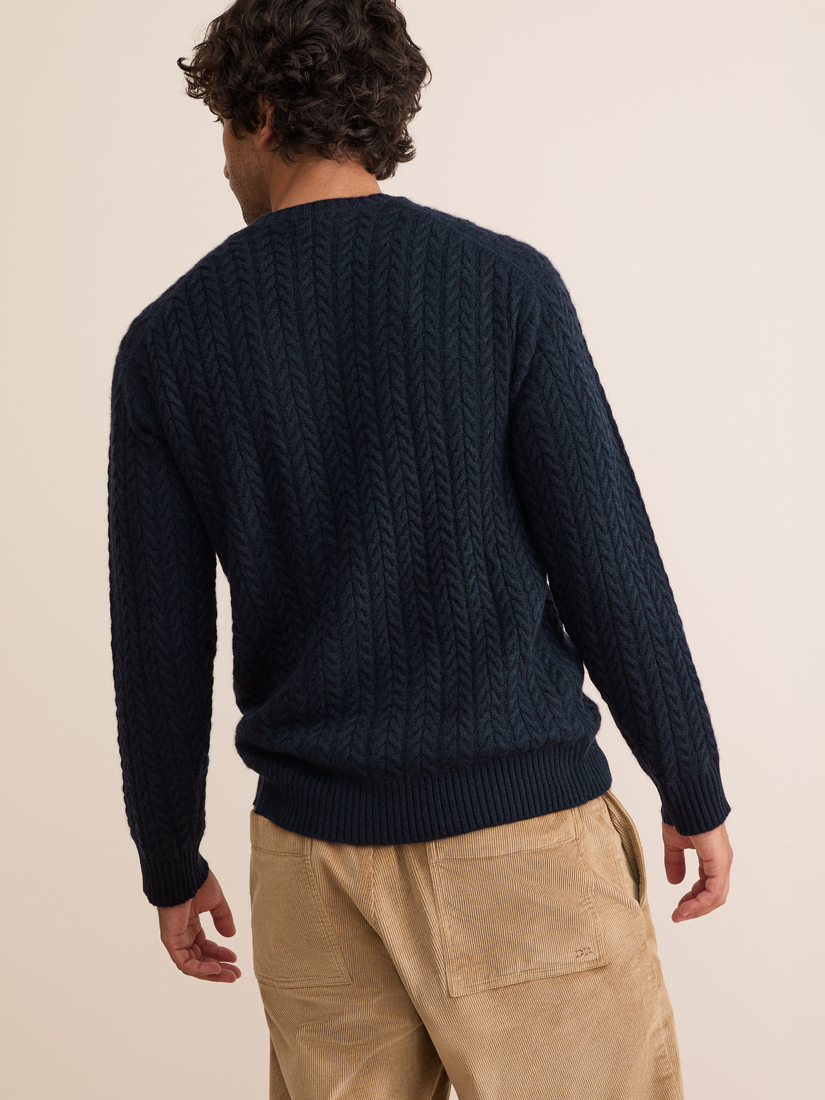 Damon Cashmere Cable Knit Sweater Navy Blue