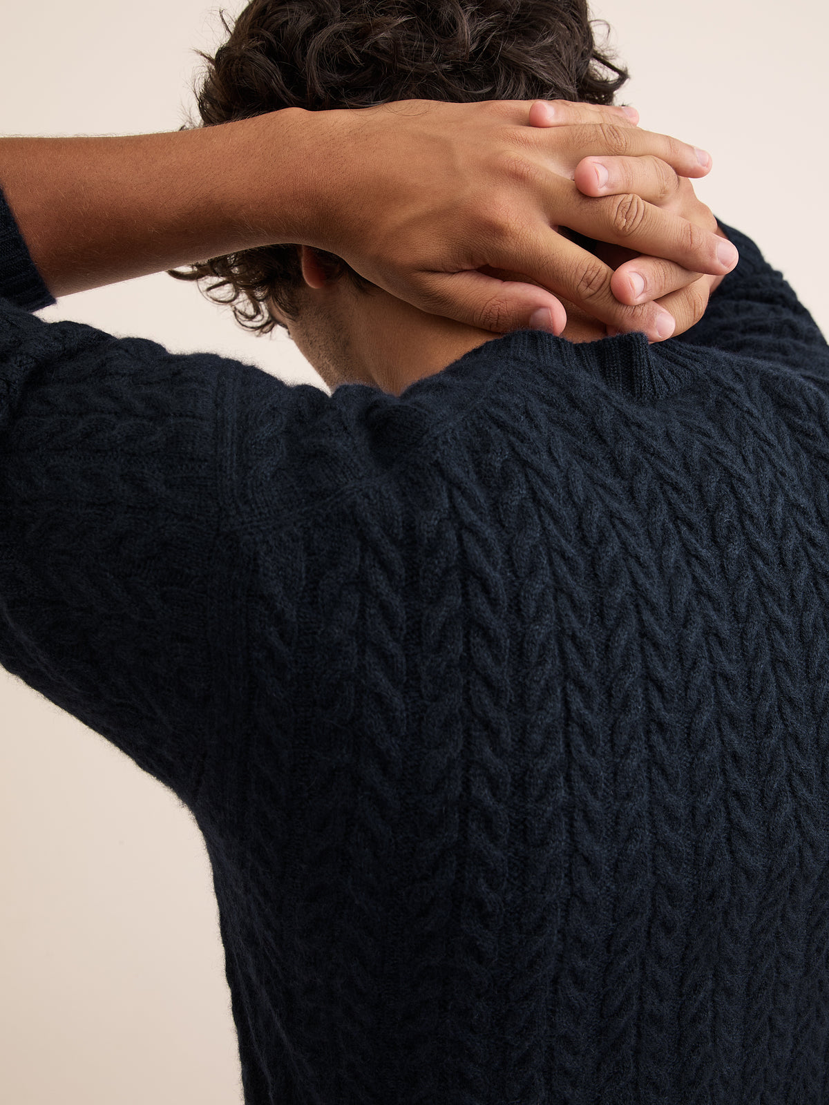 Damon Cashmere Cable Knit Sweater Navy Blue
