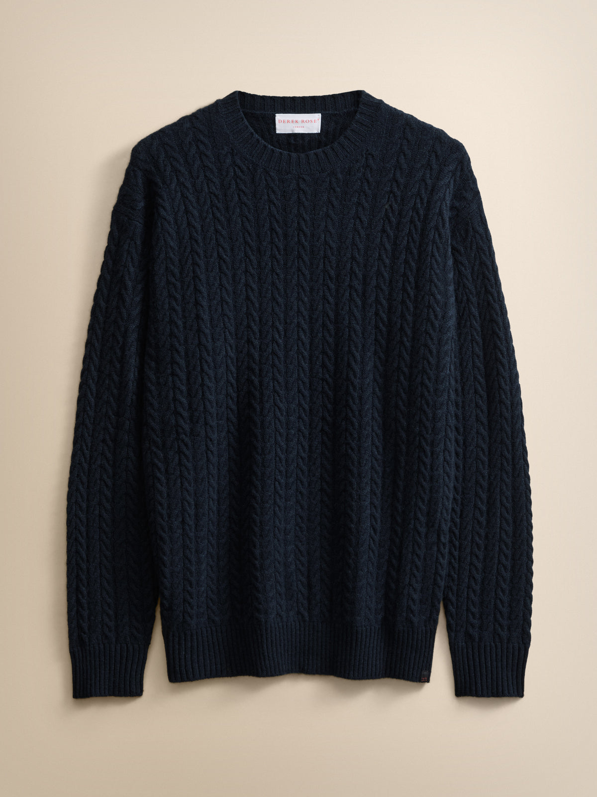Damon Cashmere Cable Knit Sweater Navy Blue