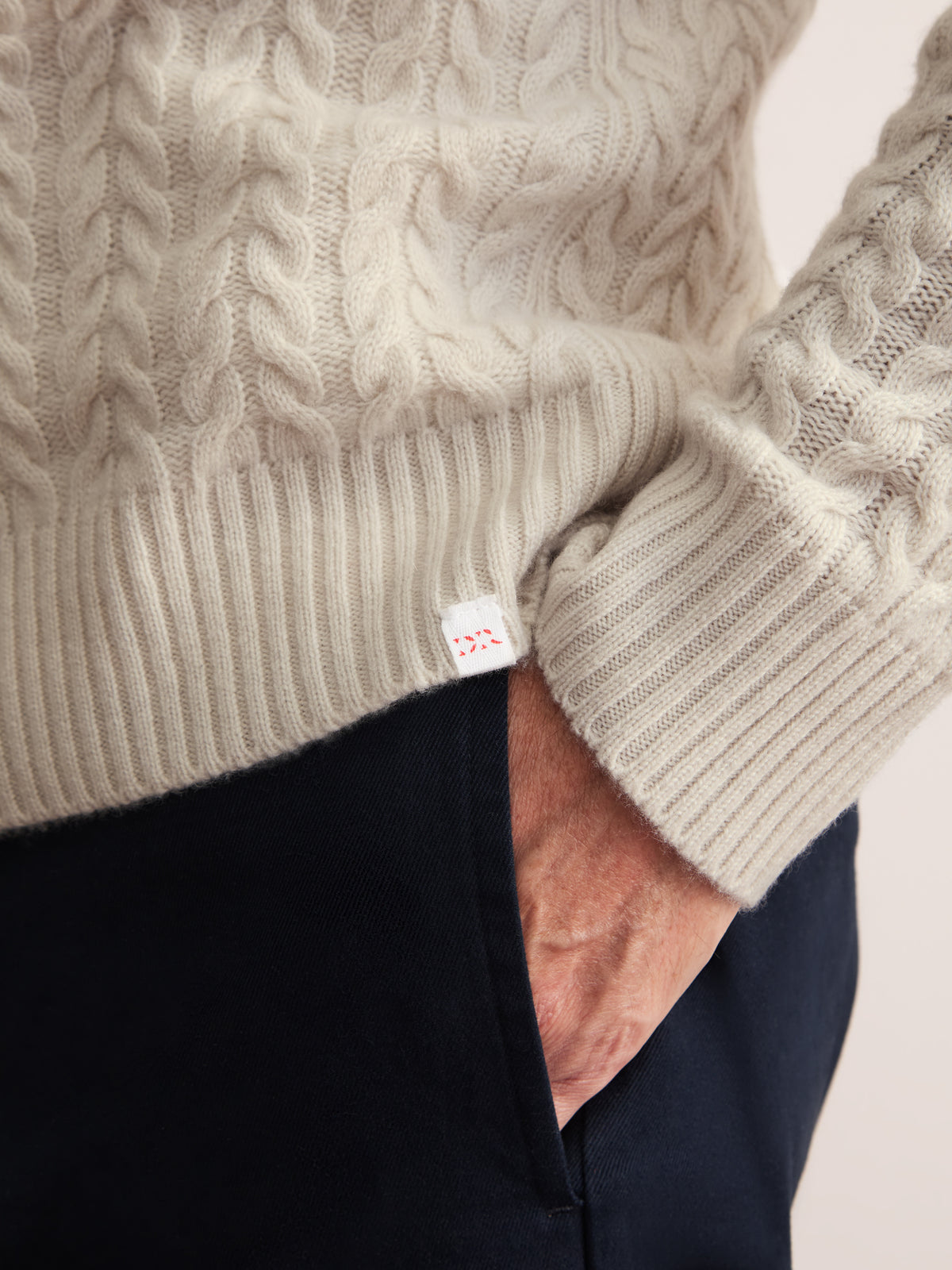 Damon Cashmere Cable Knit Sweater Cream
