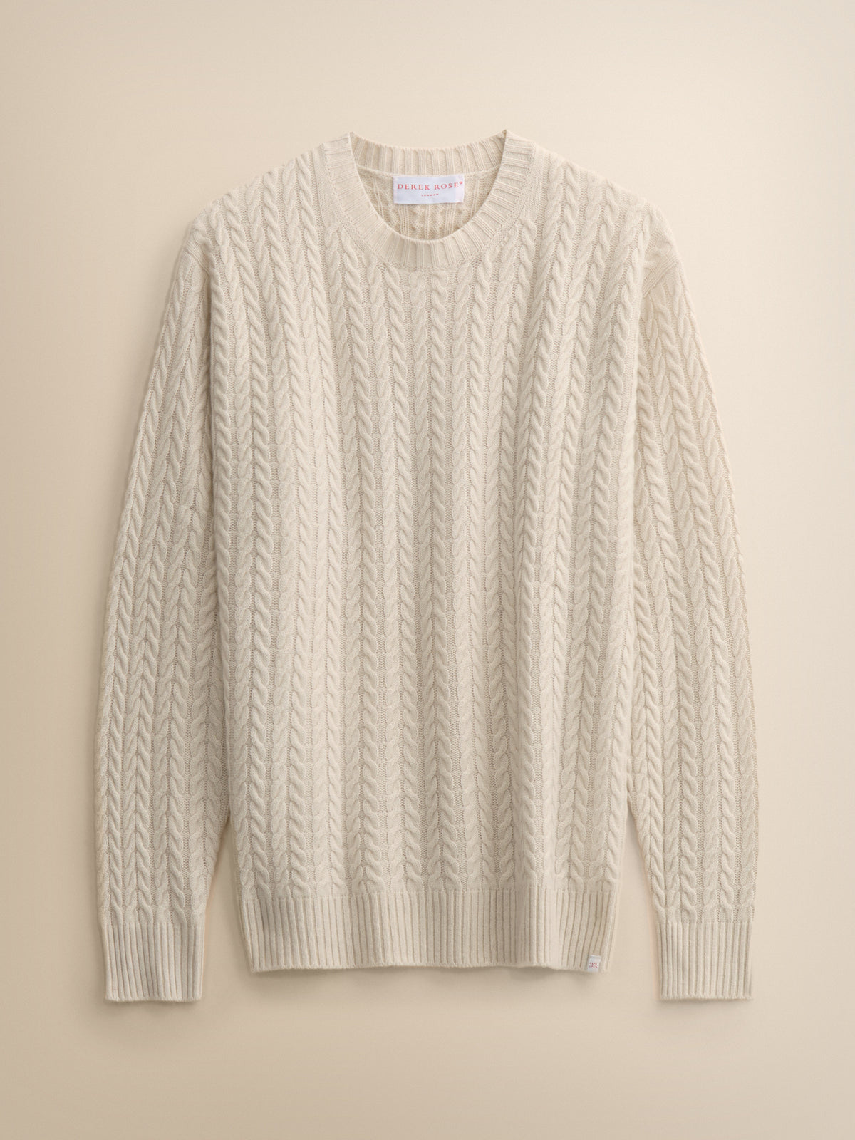 Damon Cashmere Cable Knit Sweater Cream