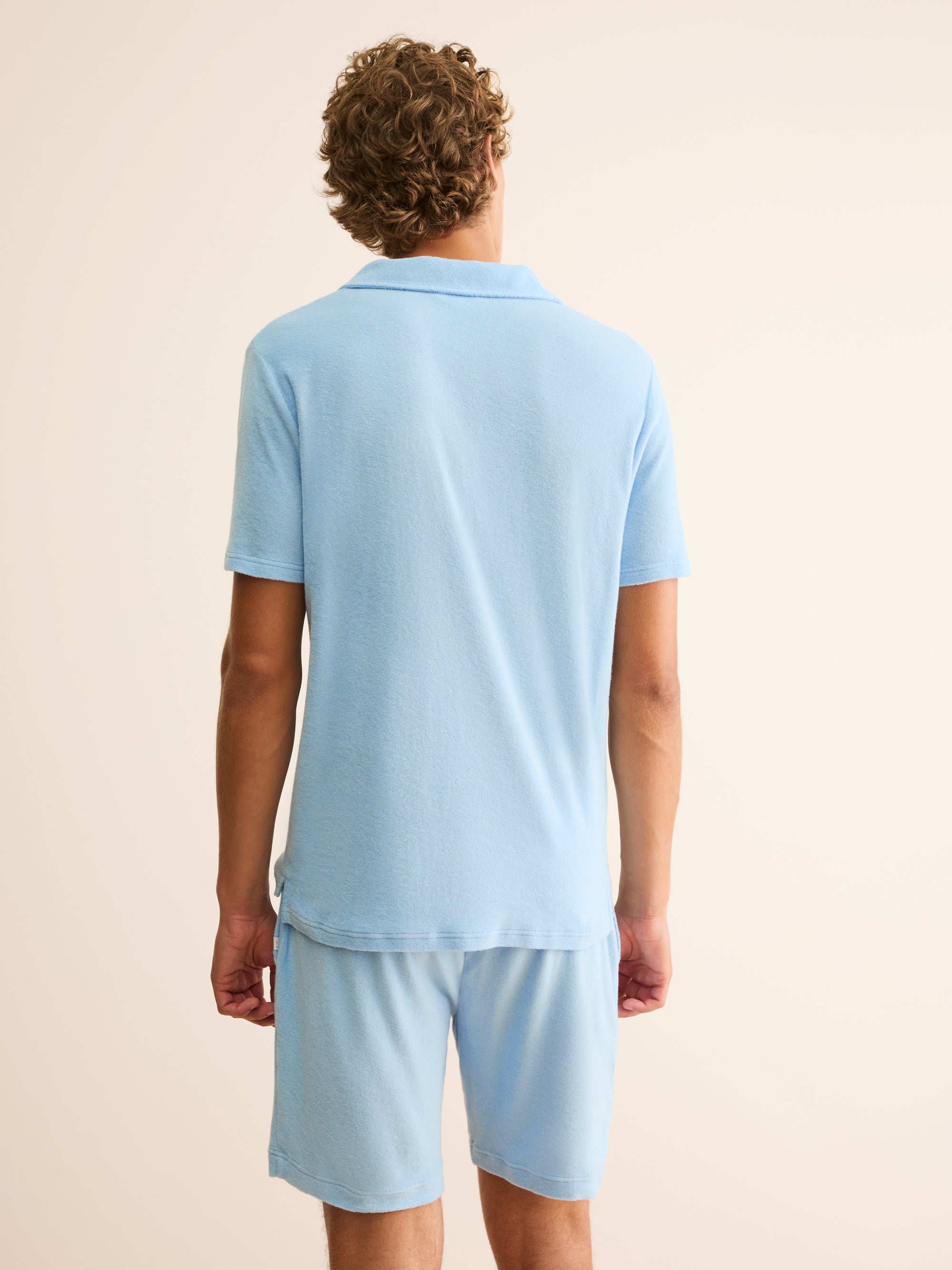 Men's Polo Shirt Teddy Cotton Towelling Light Blue