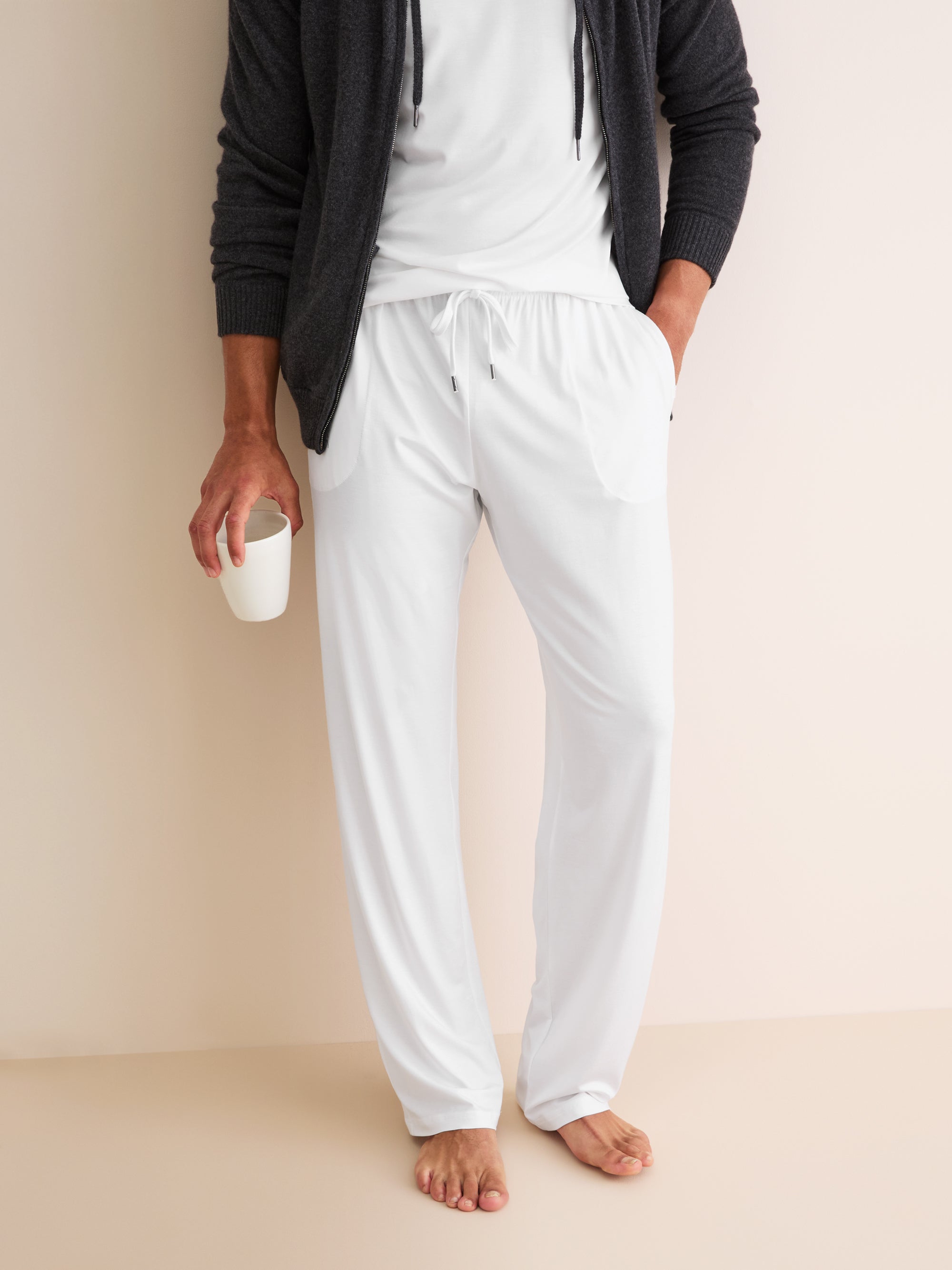 Men's Lounge Trousers Basel Micro Modal Stretch White