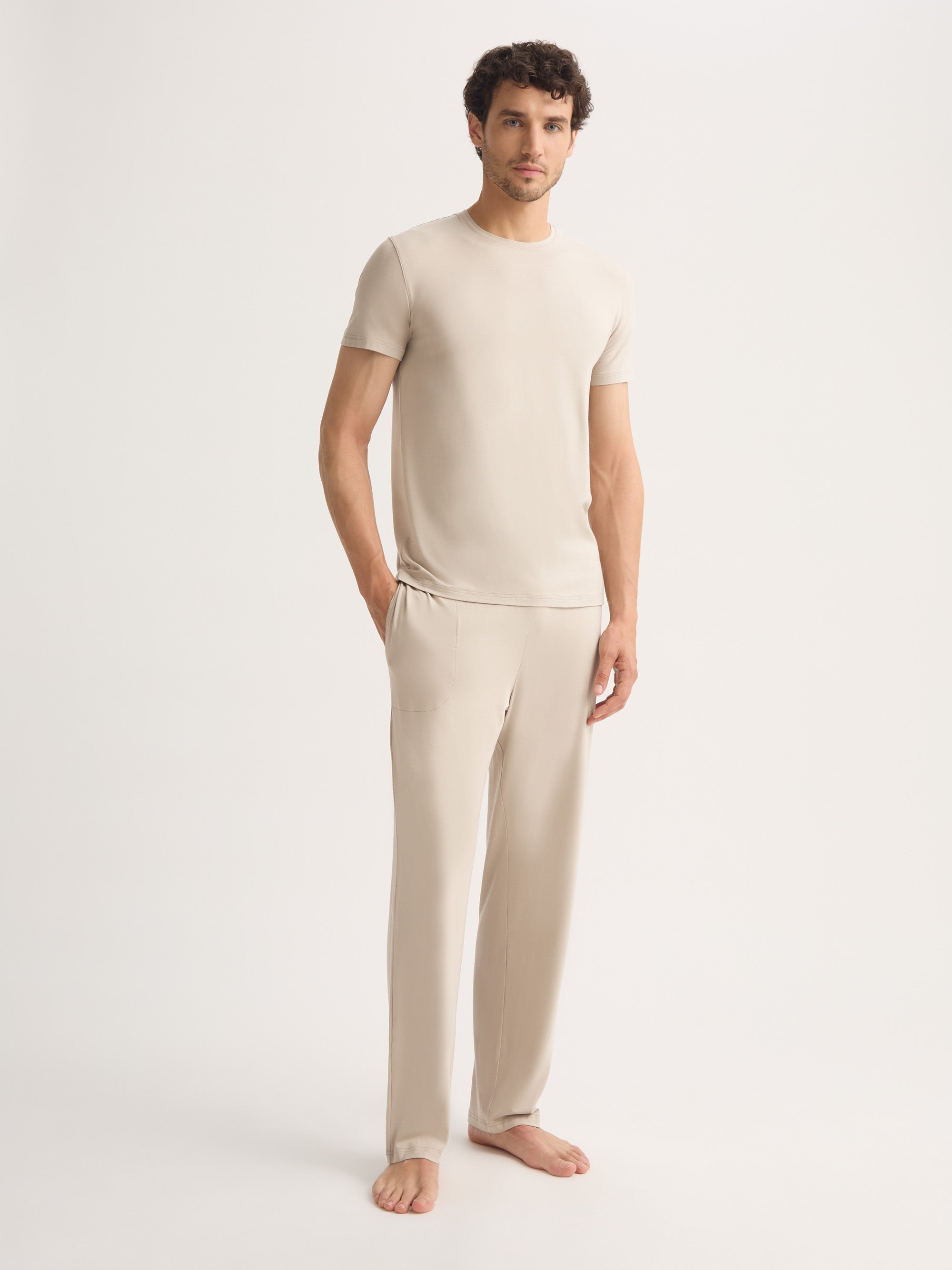 Men's Lounge Trousers Basel Micro Modal Stretch Light Stone