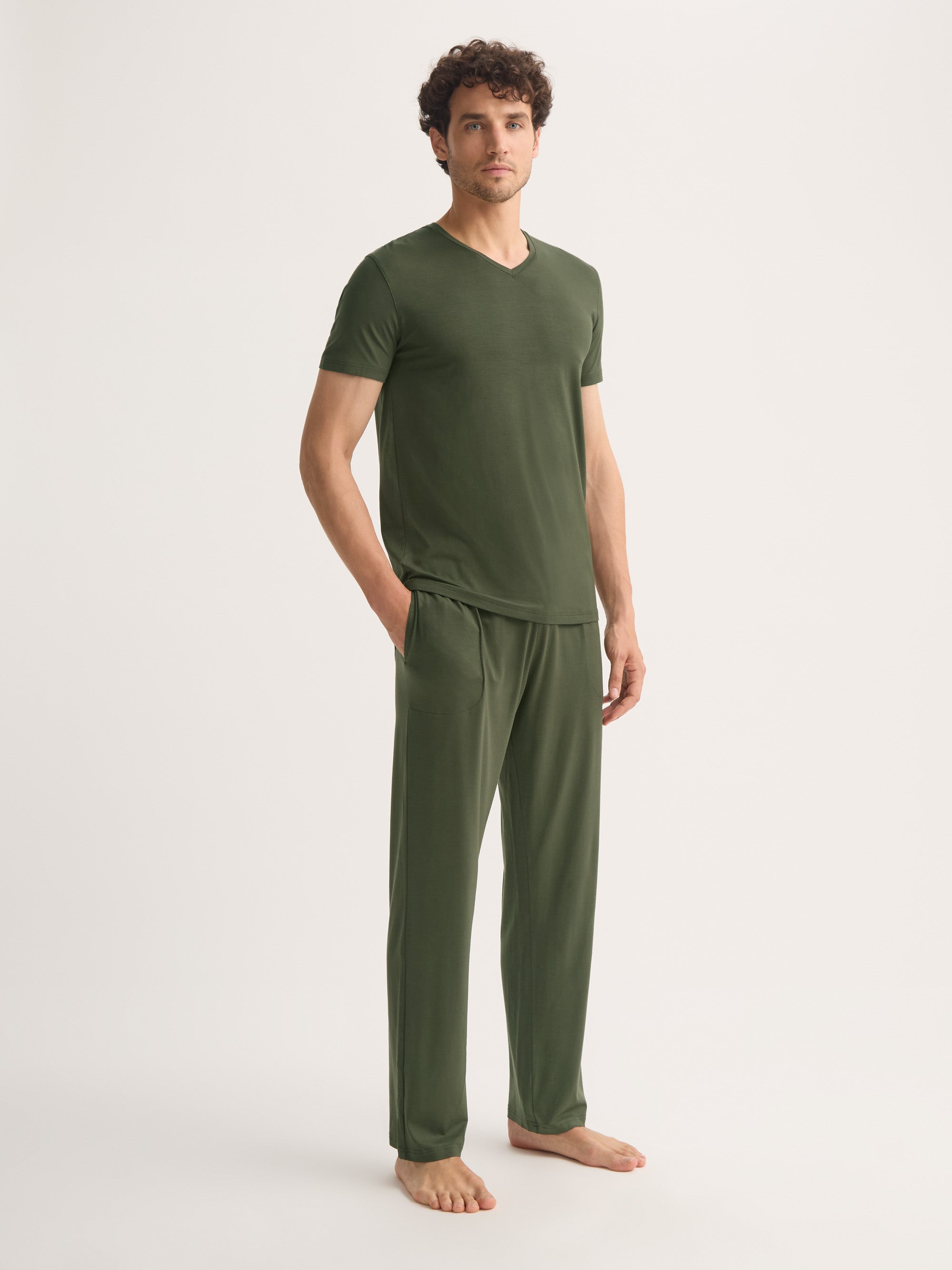 Men's Lounge Trousers Basel Micro Modal Stretch Evergreen