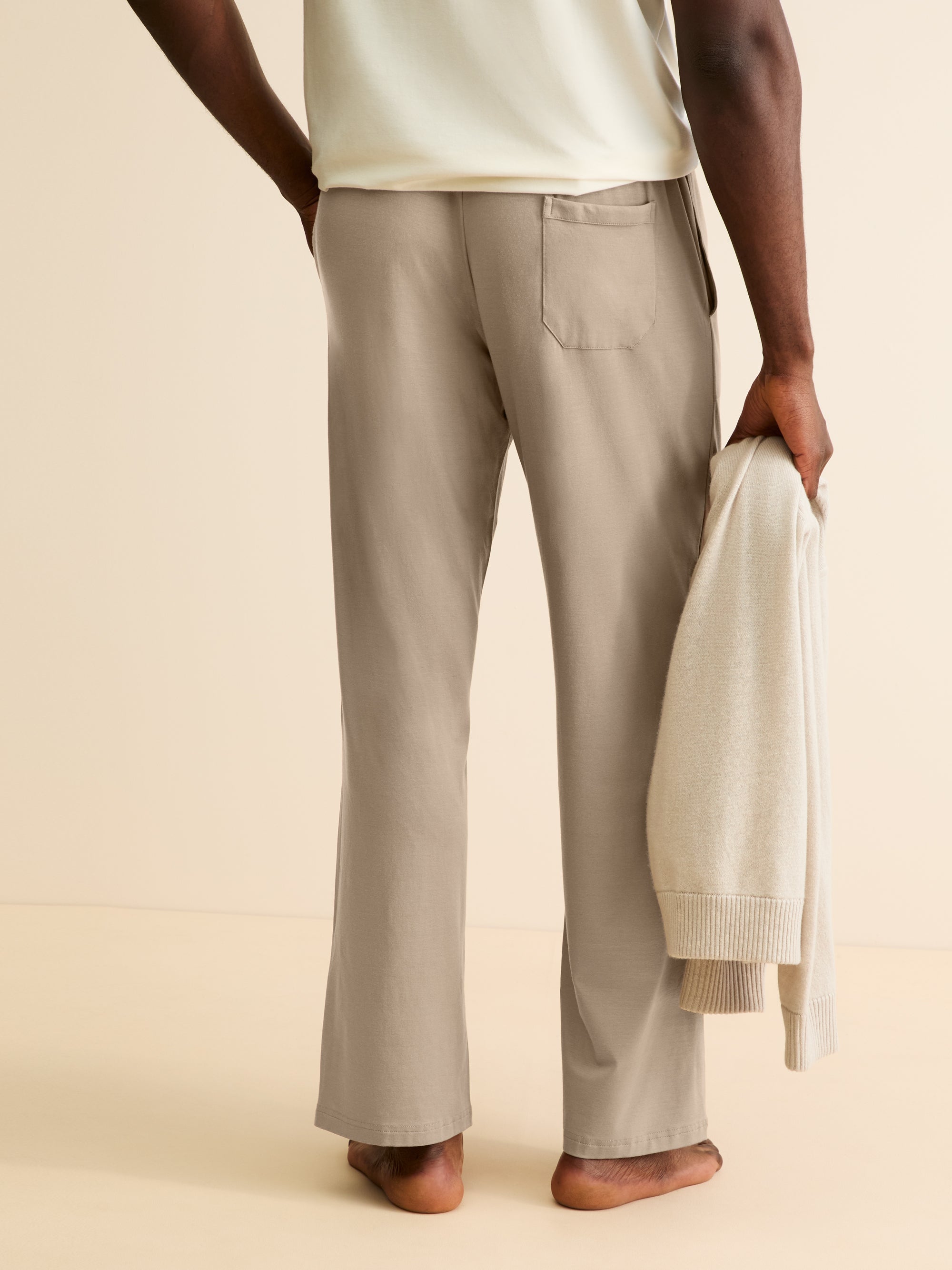 Men's Lounge Trousers Basel Micro Modal Stretch Taupe | Derek Rose