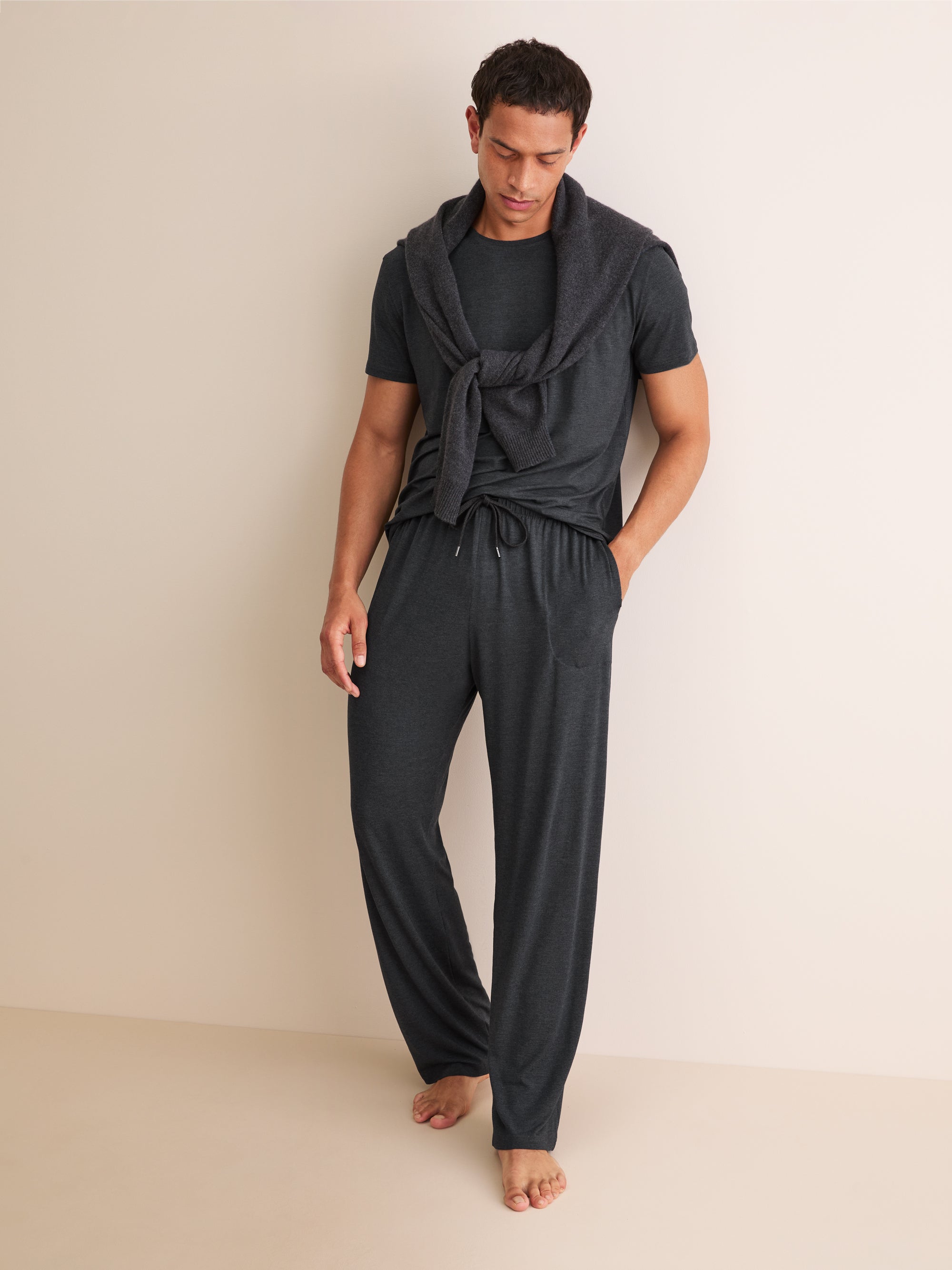 Men's Lounge Trousers Marlowe Micro Modal Stretch Anthracite