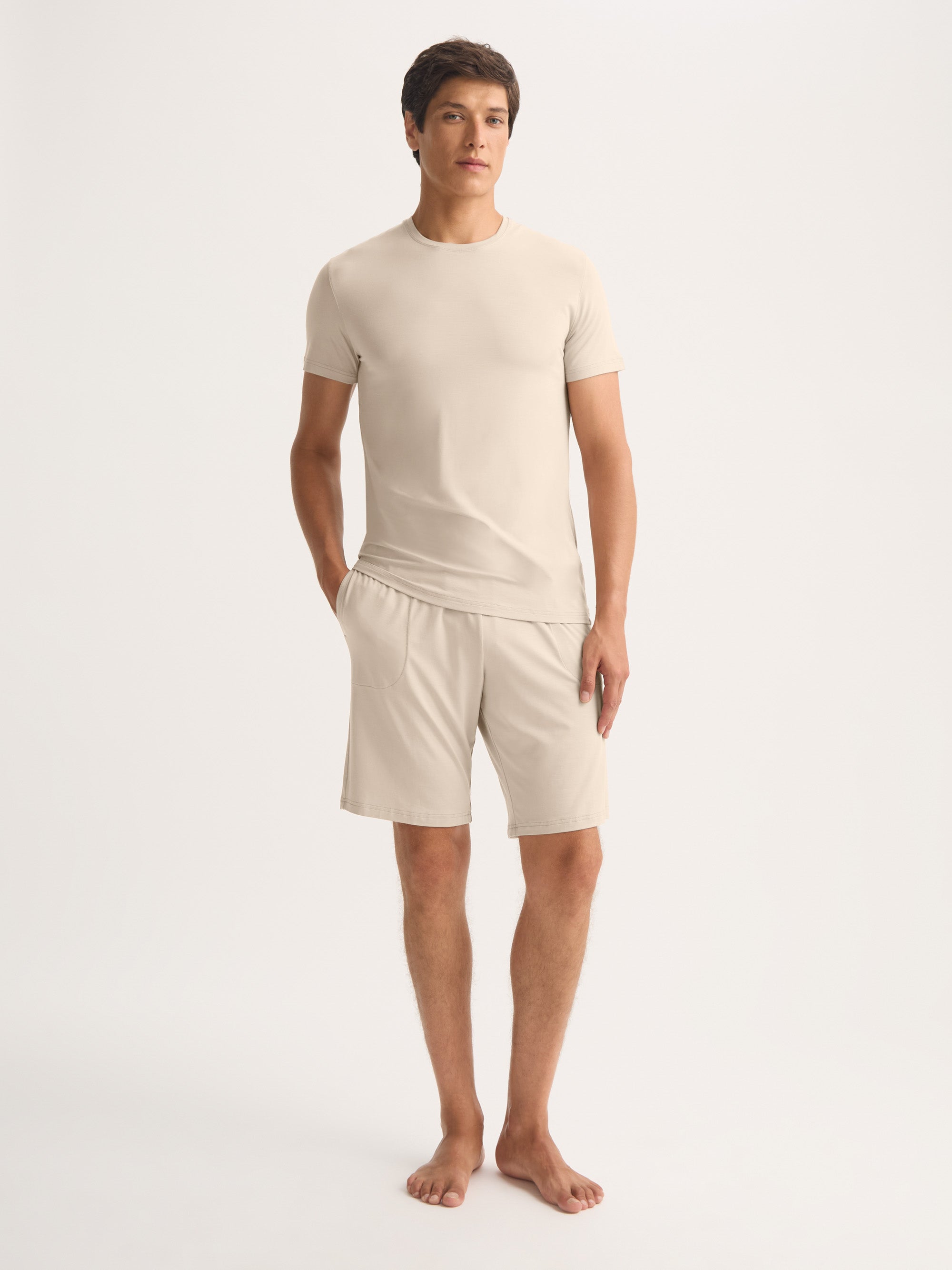 Men's Lounge Shorts Basel Micro Modal Stretch Light Stone
