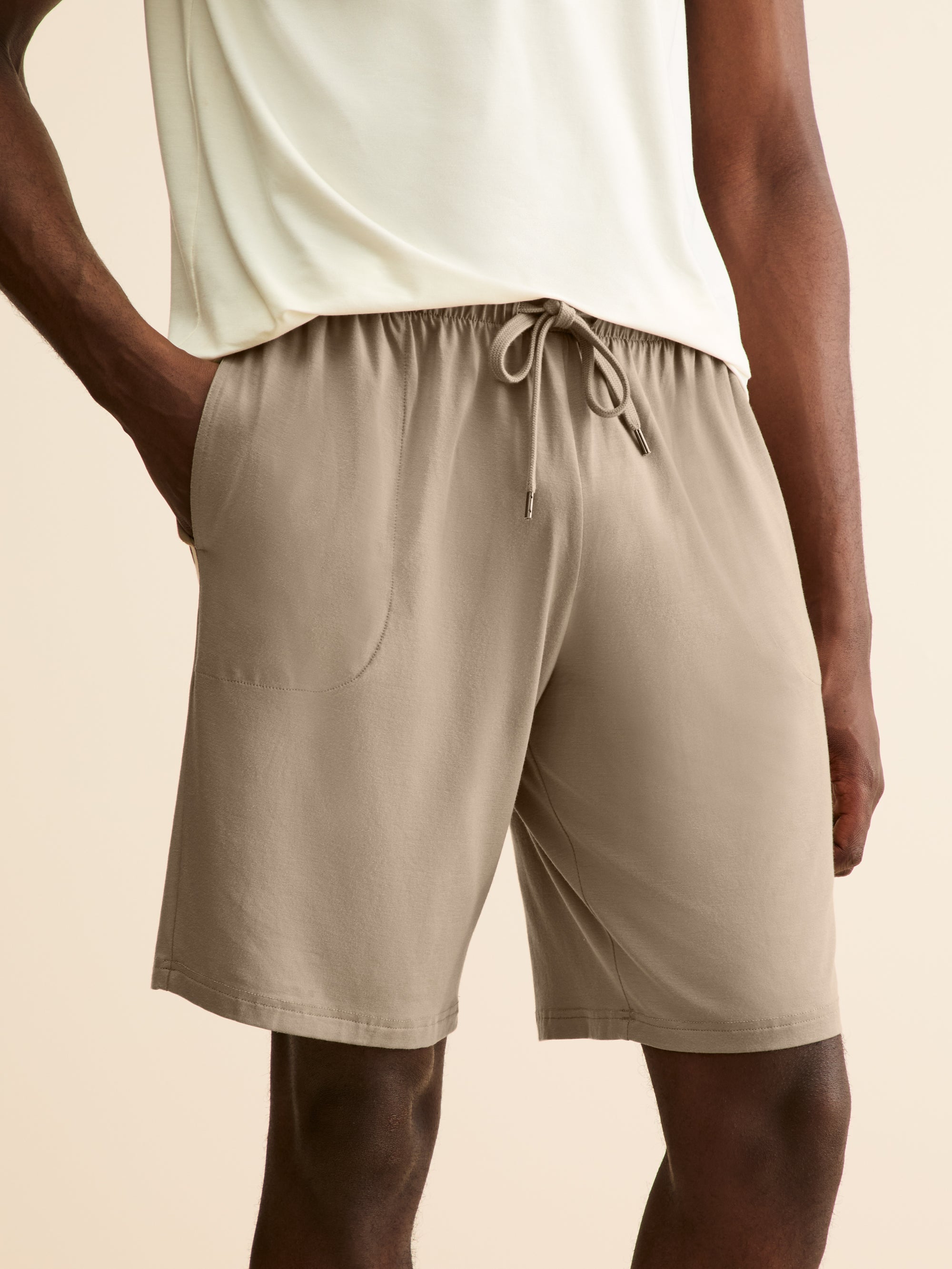 Men's Lounge Shorts Basel Micro Modal Stretch Taupe | Derek Rose