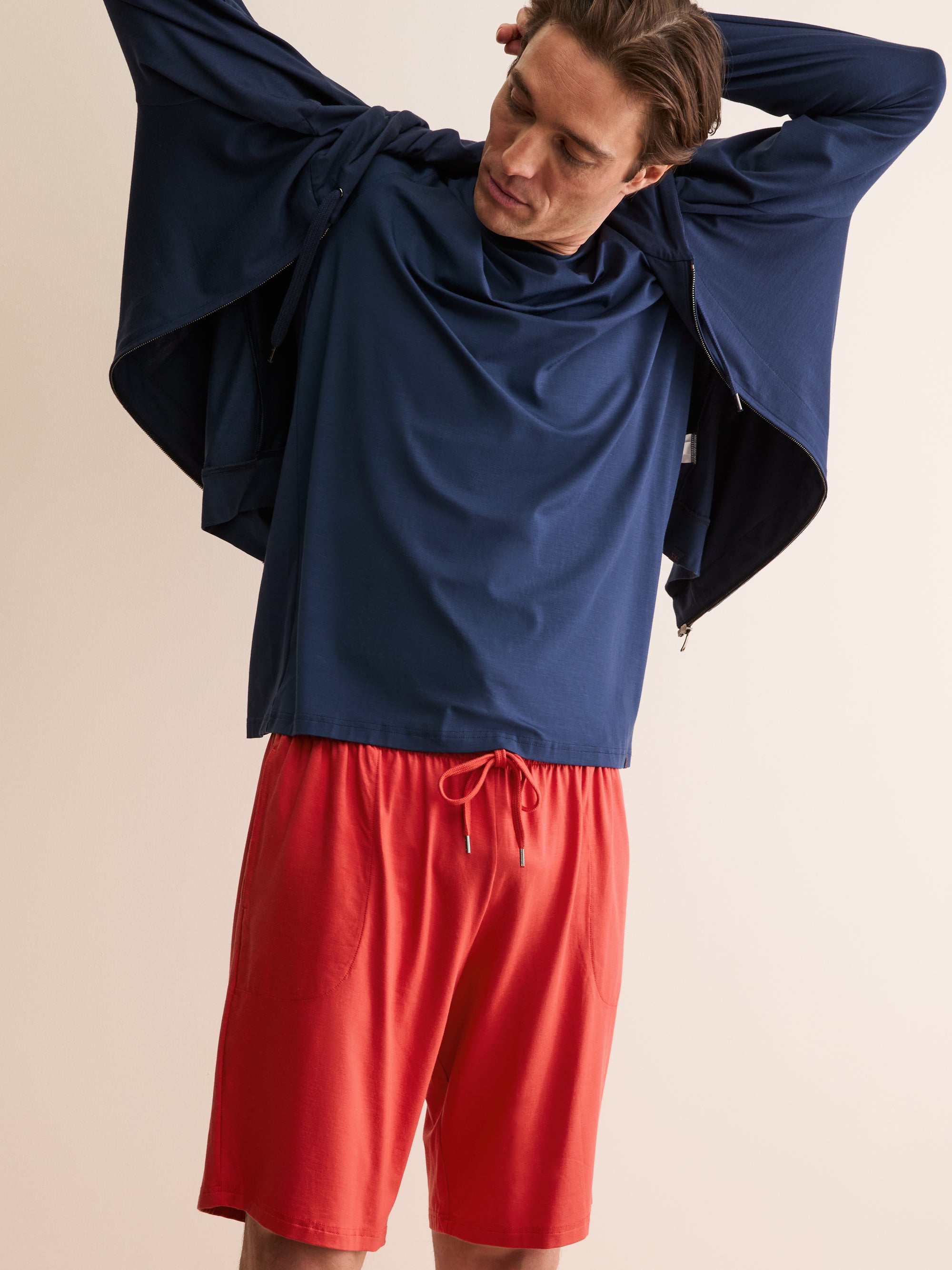 Men's Lounge Shorts Basel Micro Modal Stretch Red | Derek Rose