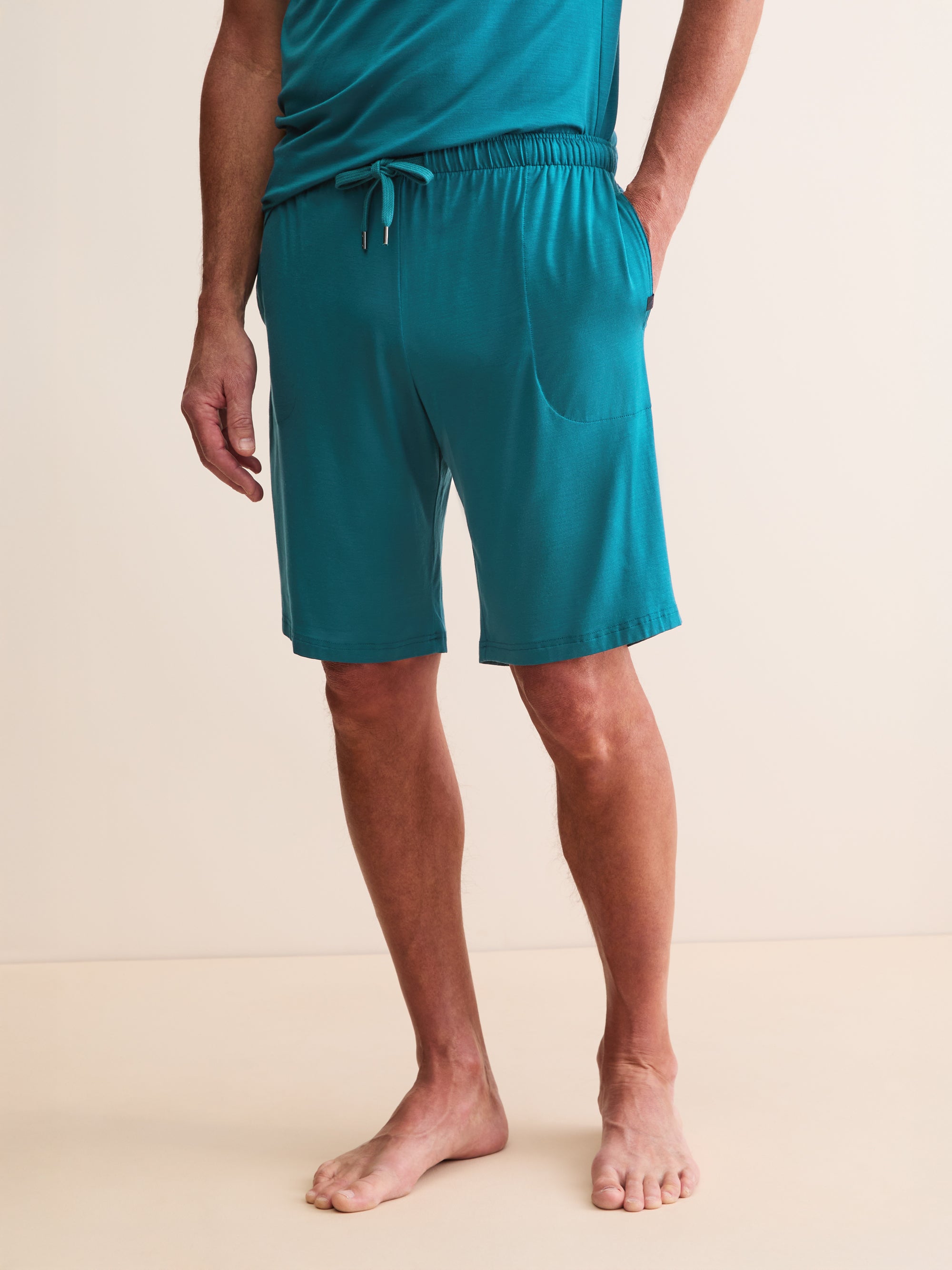 Men's Lounge Shorts Basel Micro Modal Stretch Teal | Derek Rose