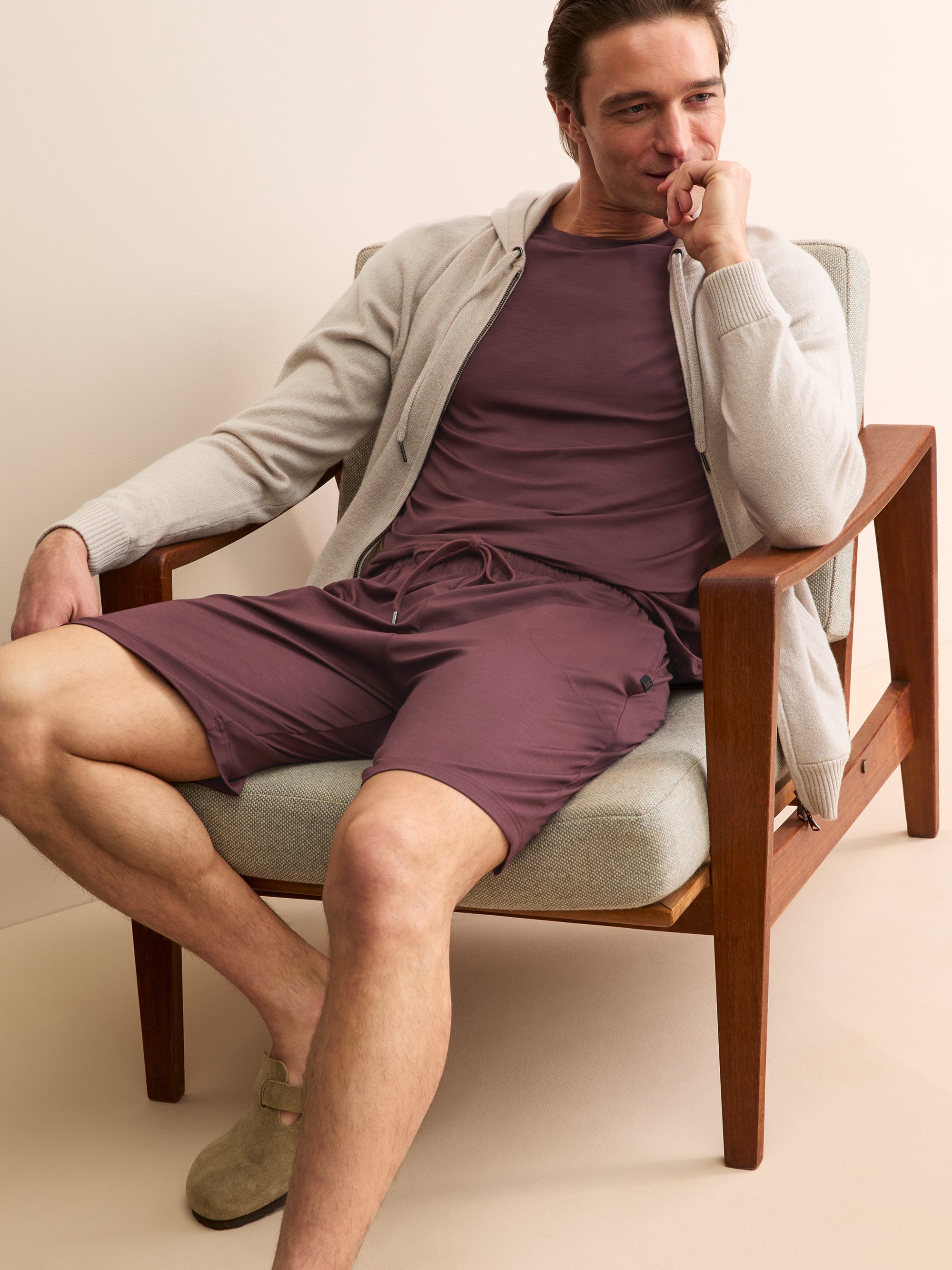 Men's Lounge Shorts Basel Micro Modal Stretch Mahogany Brown