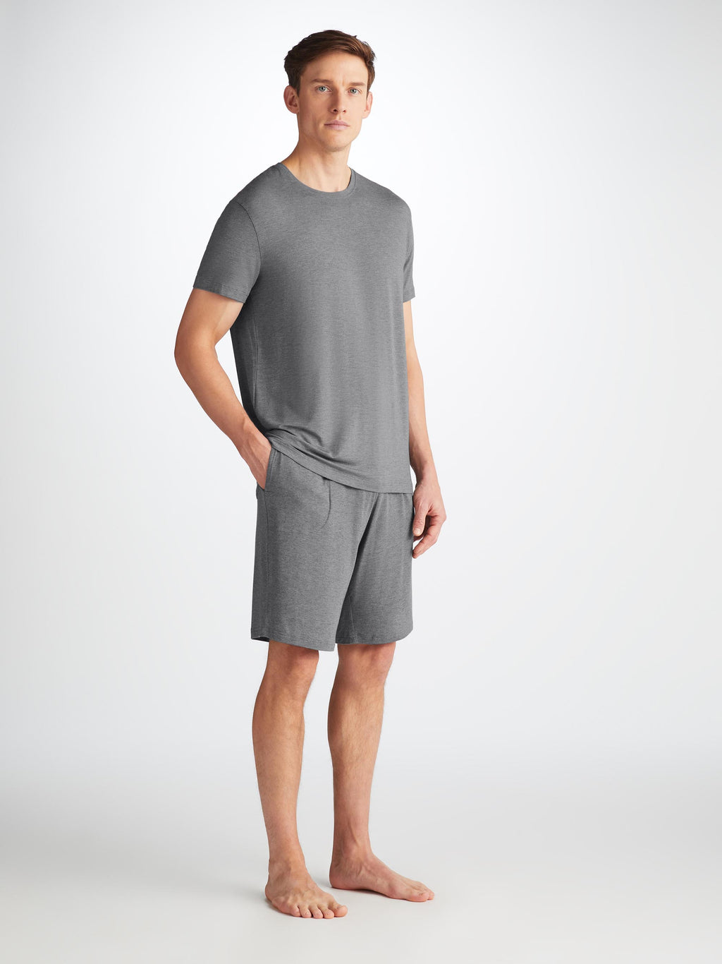 Marlowe T Shirt Lounge Shorts Charcoal Set