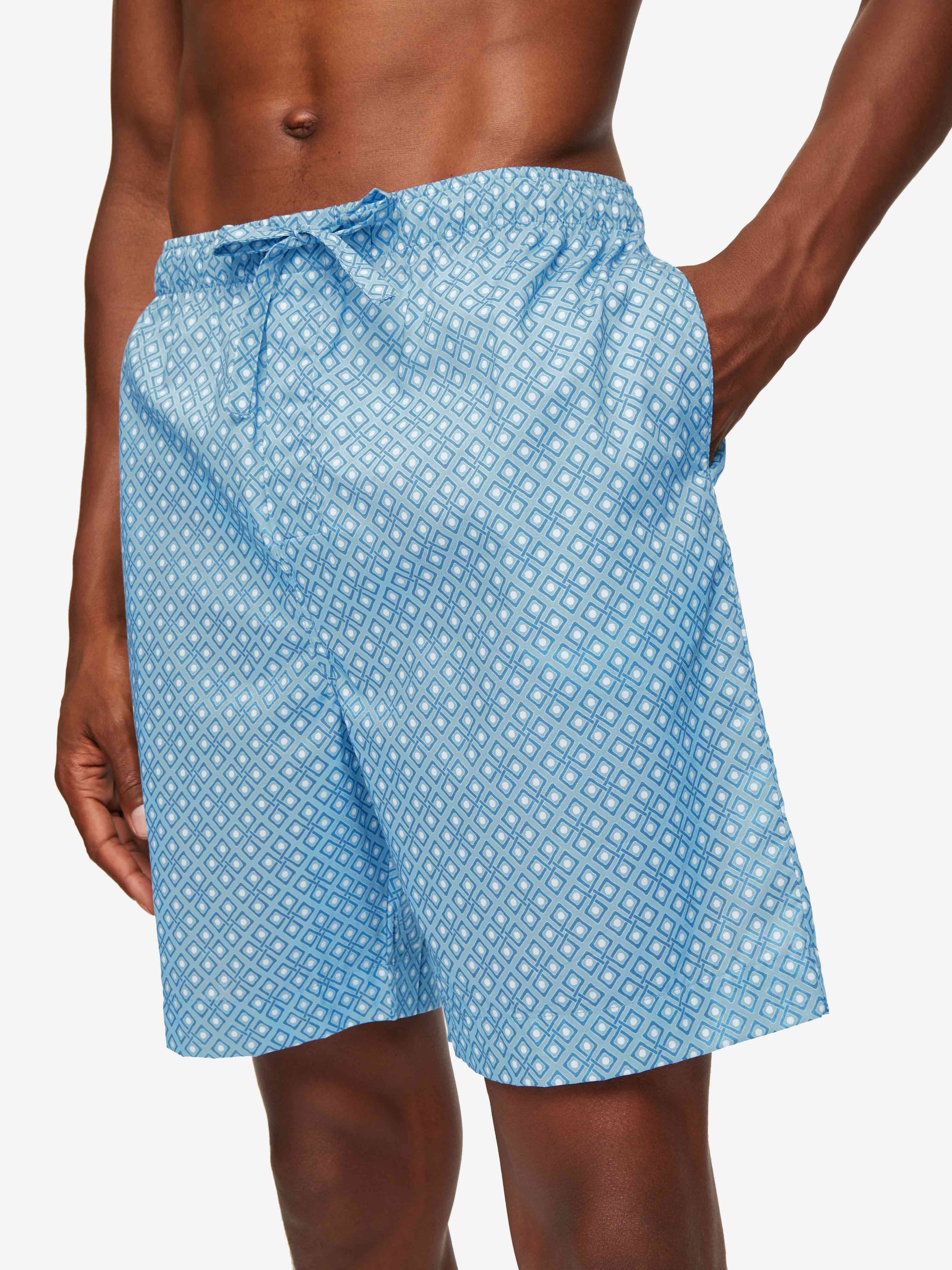 Men's Lounge Shorts Ledbury 56 Cotton Batiste Blue