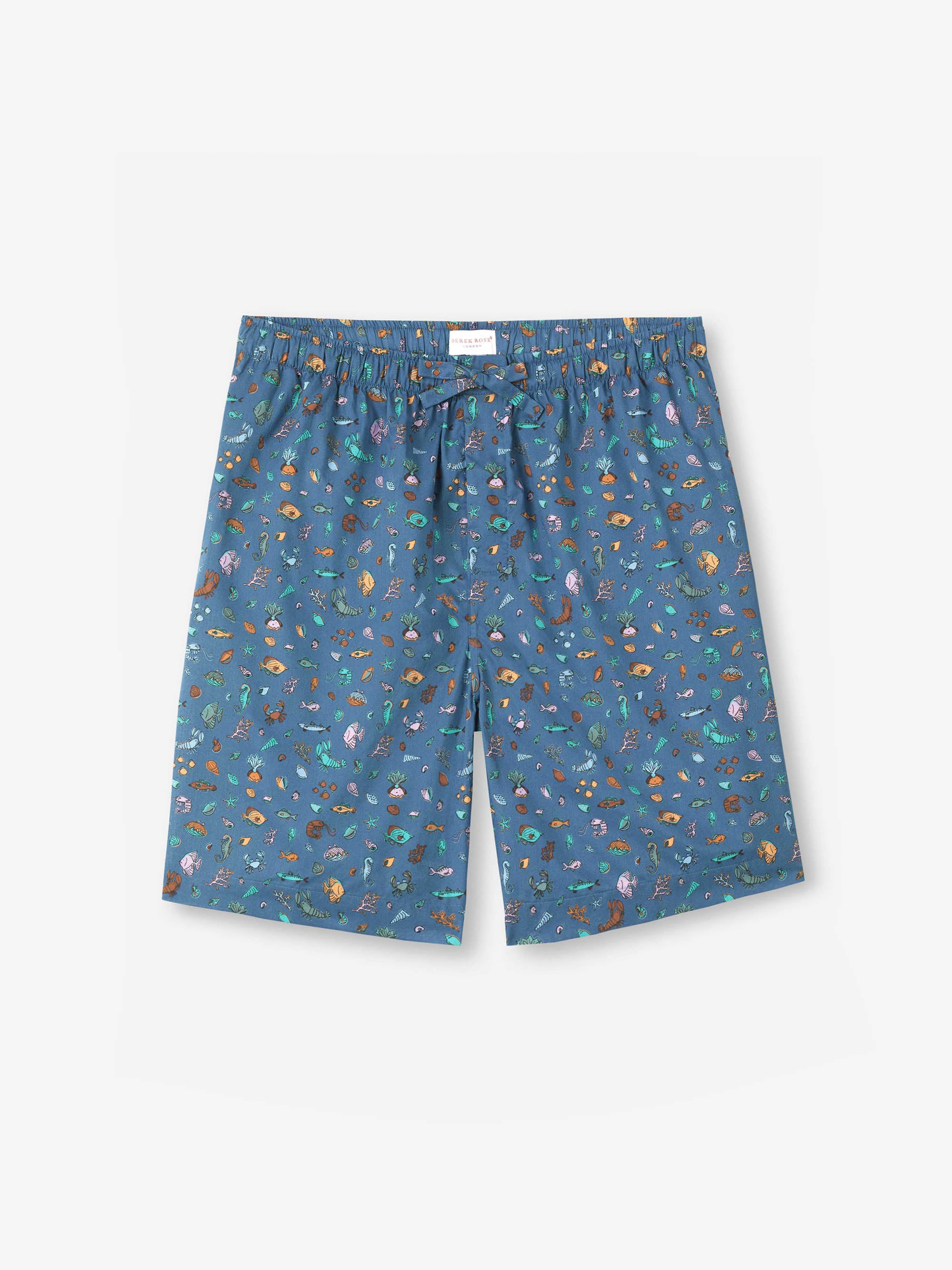 Men's Lounge Shorts Cotton Batiste Blue Sea Friends Print