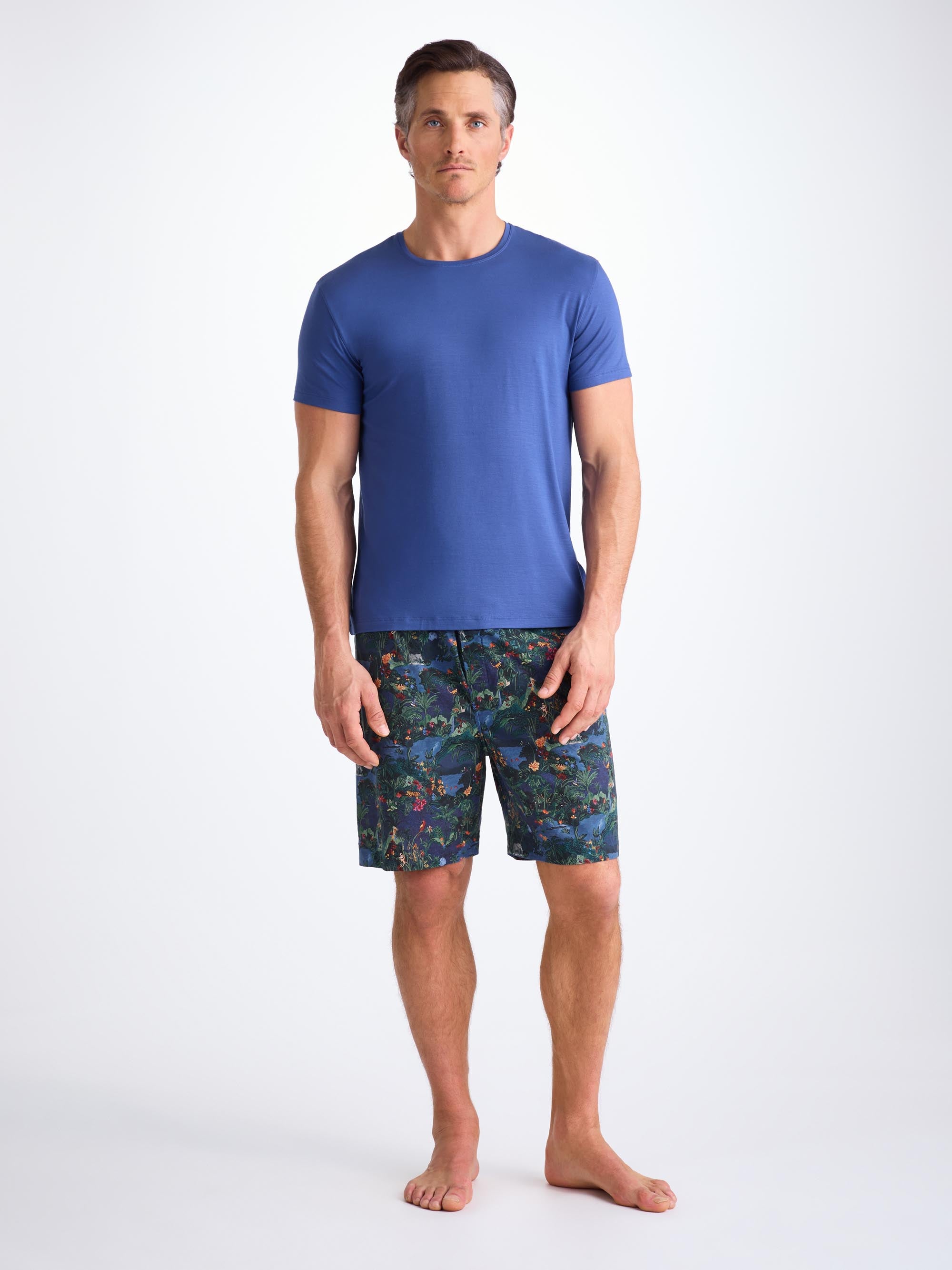 Men's Lounge Shorts Cotton Batiste Multi Midnight Jungle Print