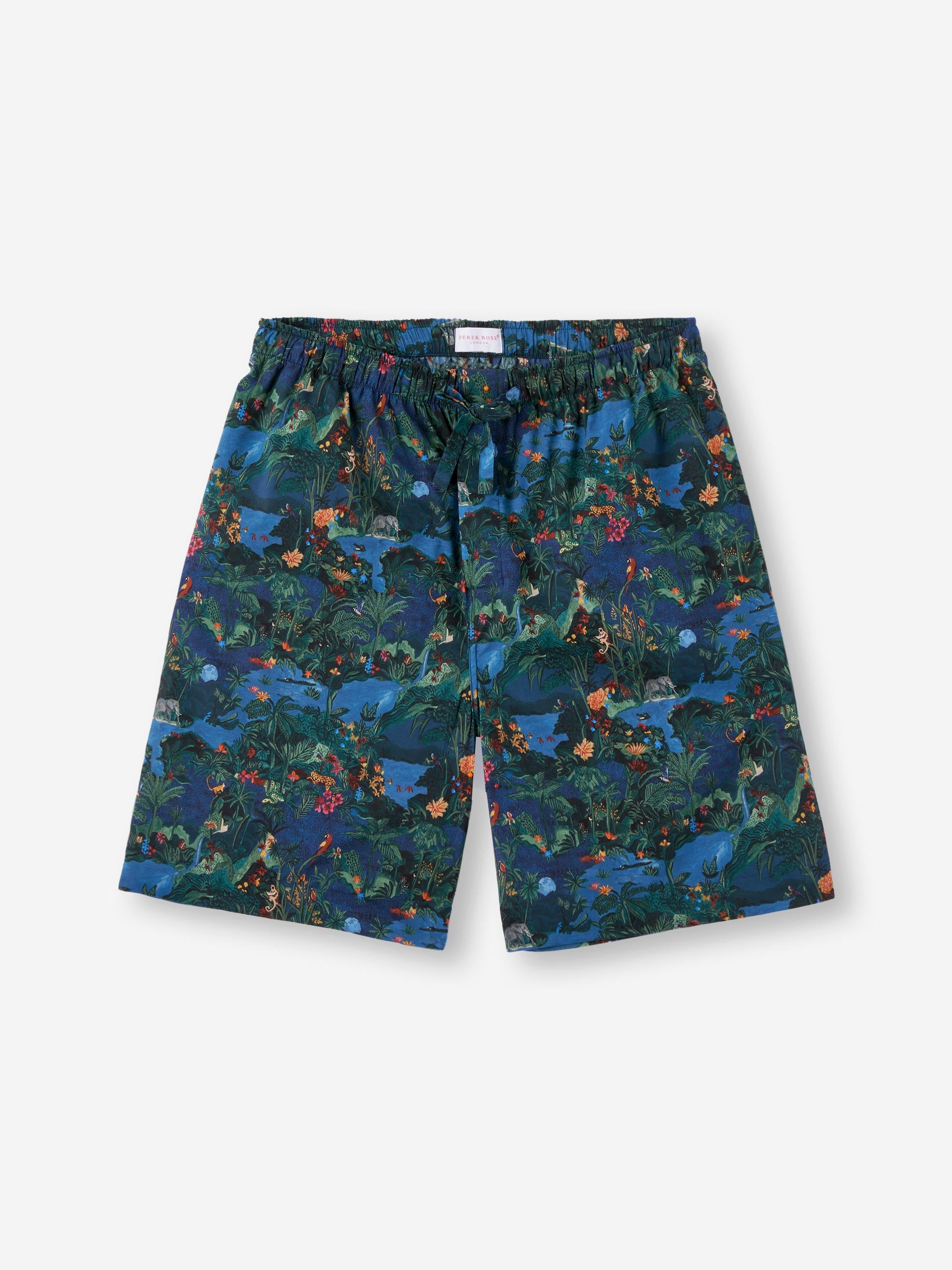 Men's Lounge Shorts Cotton Batiste Multi Midnight Jungle Print