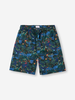 Men's Lounge Shorts Cotton Batiste Multi Midnight Jungle Print