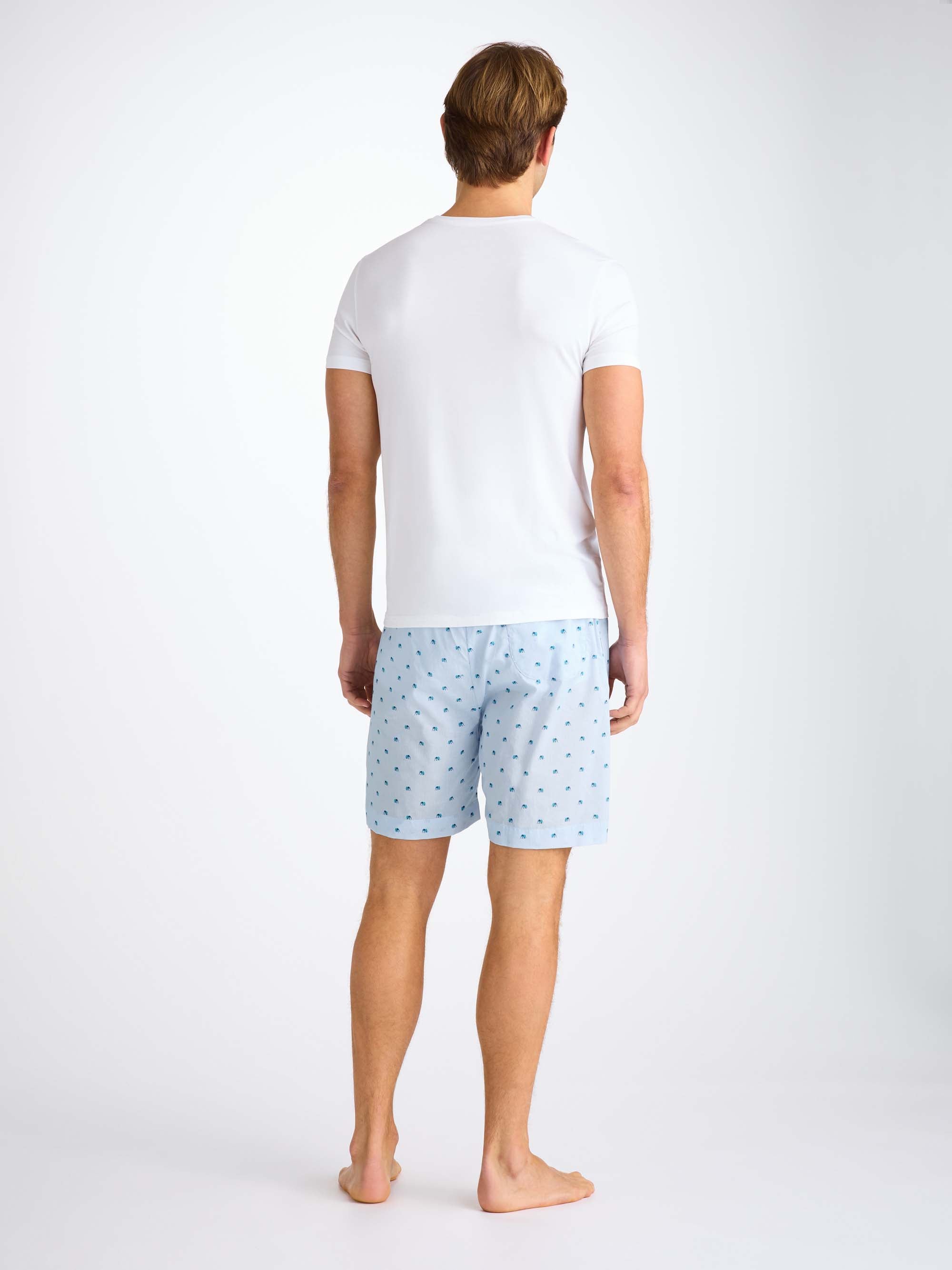 Men's Lounge Shorts Cotton Batiste Blue Elephant Print