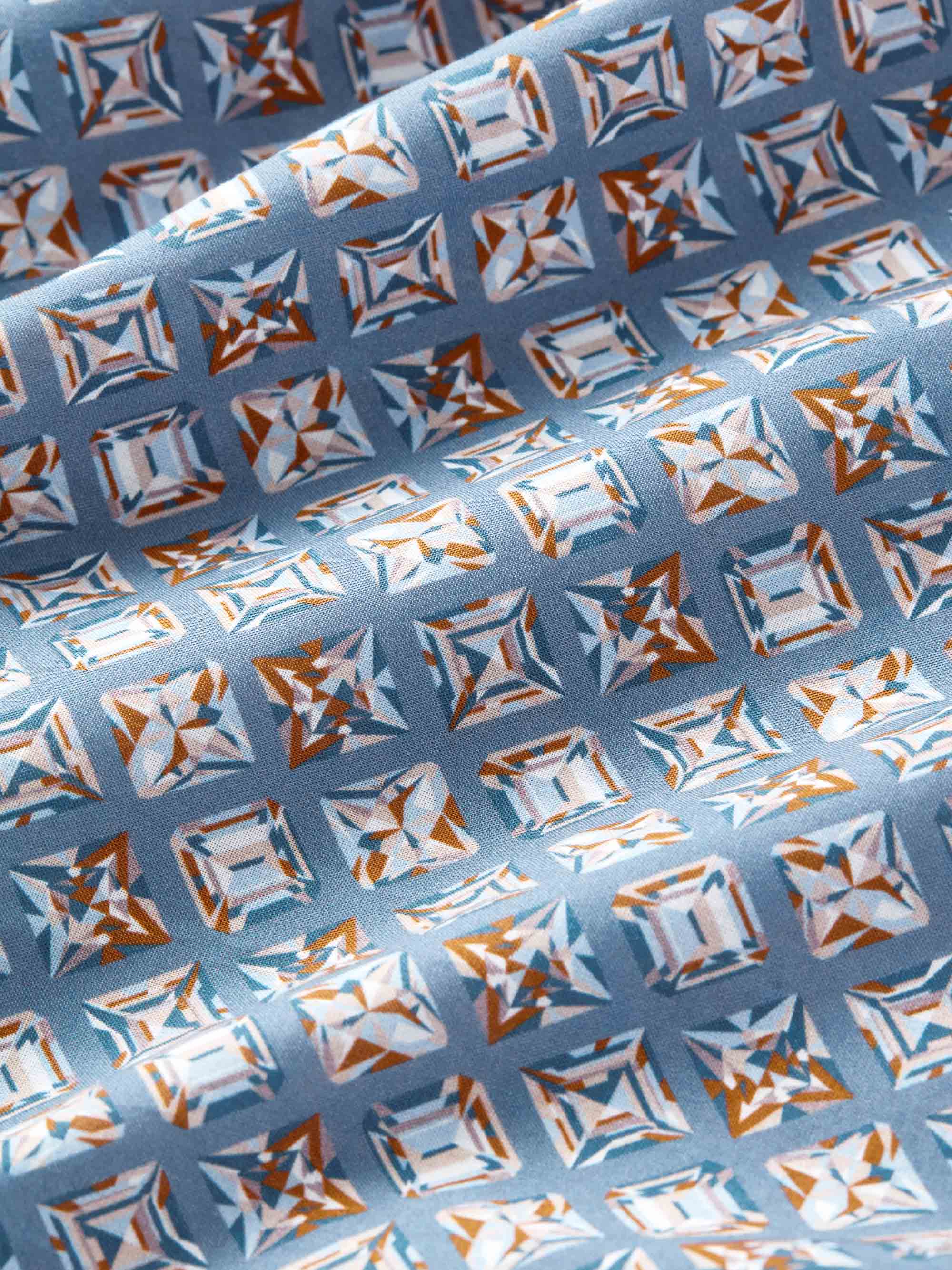 Men's Lounge Shorts Cotton Batiste Blue Multicolour Diamond Print